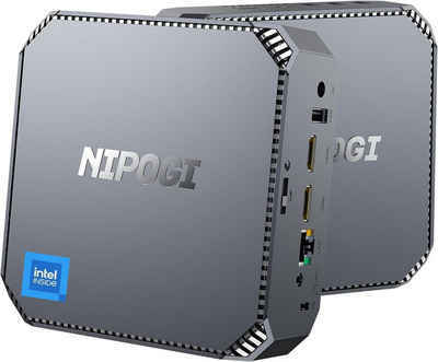 NiPoGi Mini-PC (Intel Lake-N100 ‎BGA 1023, ‎Intel UHD-Grafik 4K UHD Triple Display, 16 GB RAM, 512 GB SSD, Mikrocomputer Mini-Desktop Compute leiser Mini-PC klein kleiner PC)