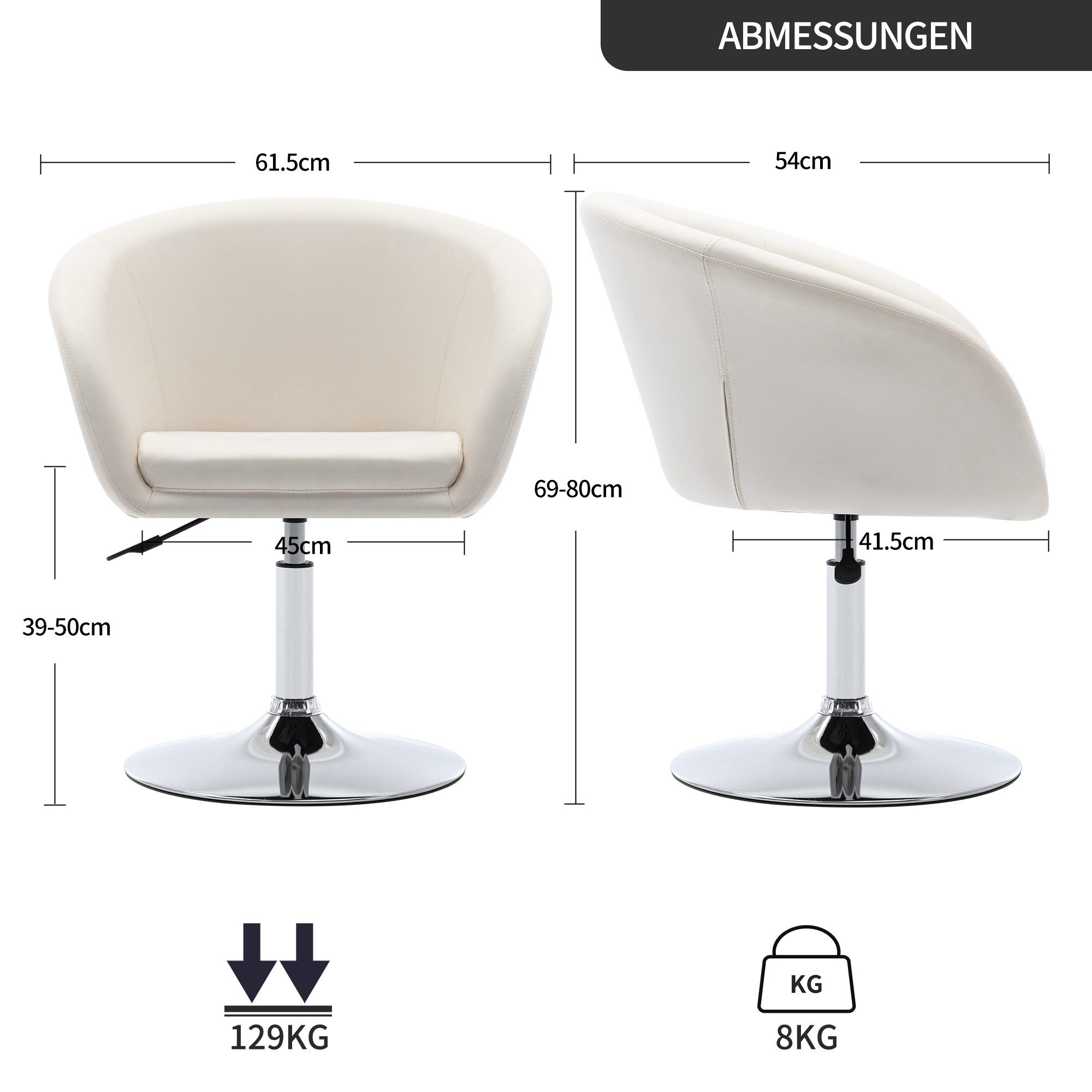 Duhome Loungesessel (WY440), Schminkstuhl Cocktailsessel Drehstuhl Höhenverstellbar mit Armlehne