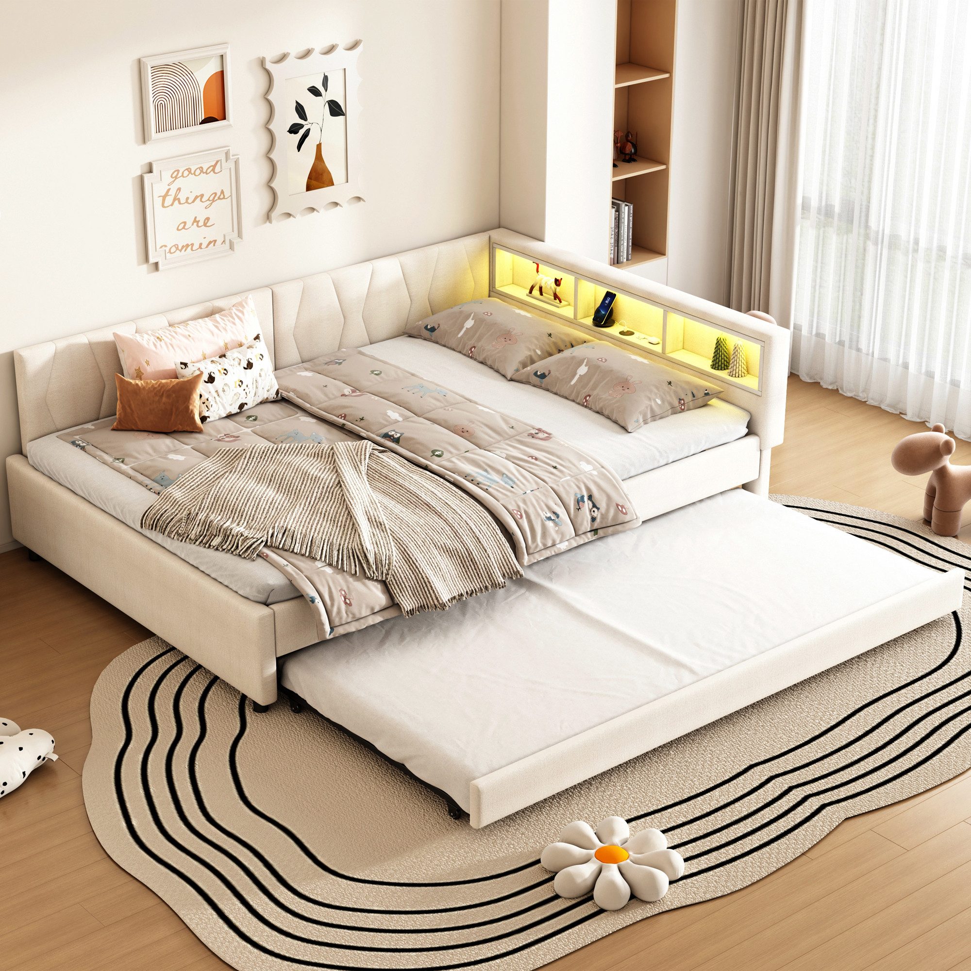 OKWISH Schlafsofa Polsterbett Stauraumbett, Kinderbett mit günstig online kaufen