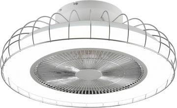 TRIO Leuchten LED Deckenleuchte Sandfjord Deckenventilator, CCT - über Fernbedienung, Dimmfunktion, Leuchtdauer einstellbar, Memoryfunktion, Nachtlichtfunktion, Smart Home, Timerfunktion, Ventilatorfunktion, mehrere Helligkeitsstufen, LED fest integriert, warmweiß - kaltweiß, Deckenlampe, Ventilator 3 Stufen,WiZ Smart Home,Lichtfarbe einstellbar