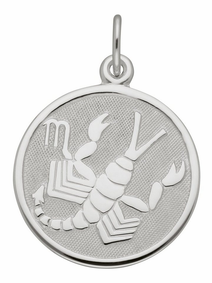 Adelia´s Kettenanhänger 925 Silber Sternzeichen Anhänger Skorpion Ø 15,7  mm, Silberschmuck für Damen & Herren