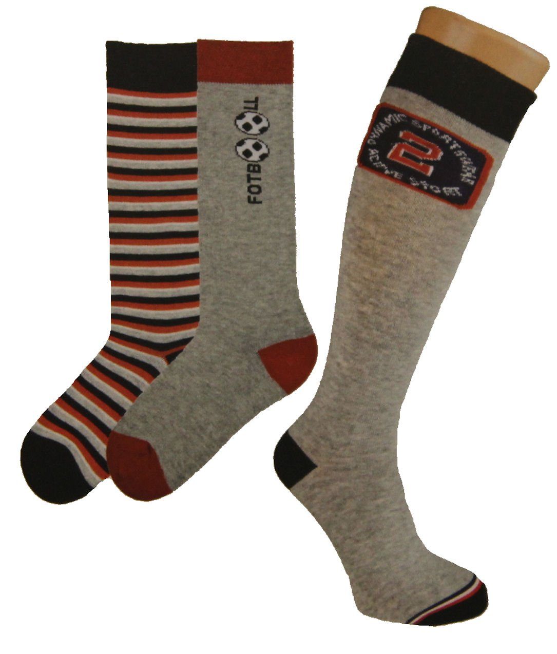 Kniestrümpfe Riese Jungen Kniestrumpf Strumpf 3er Pack Kniestrümpfe grau