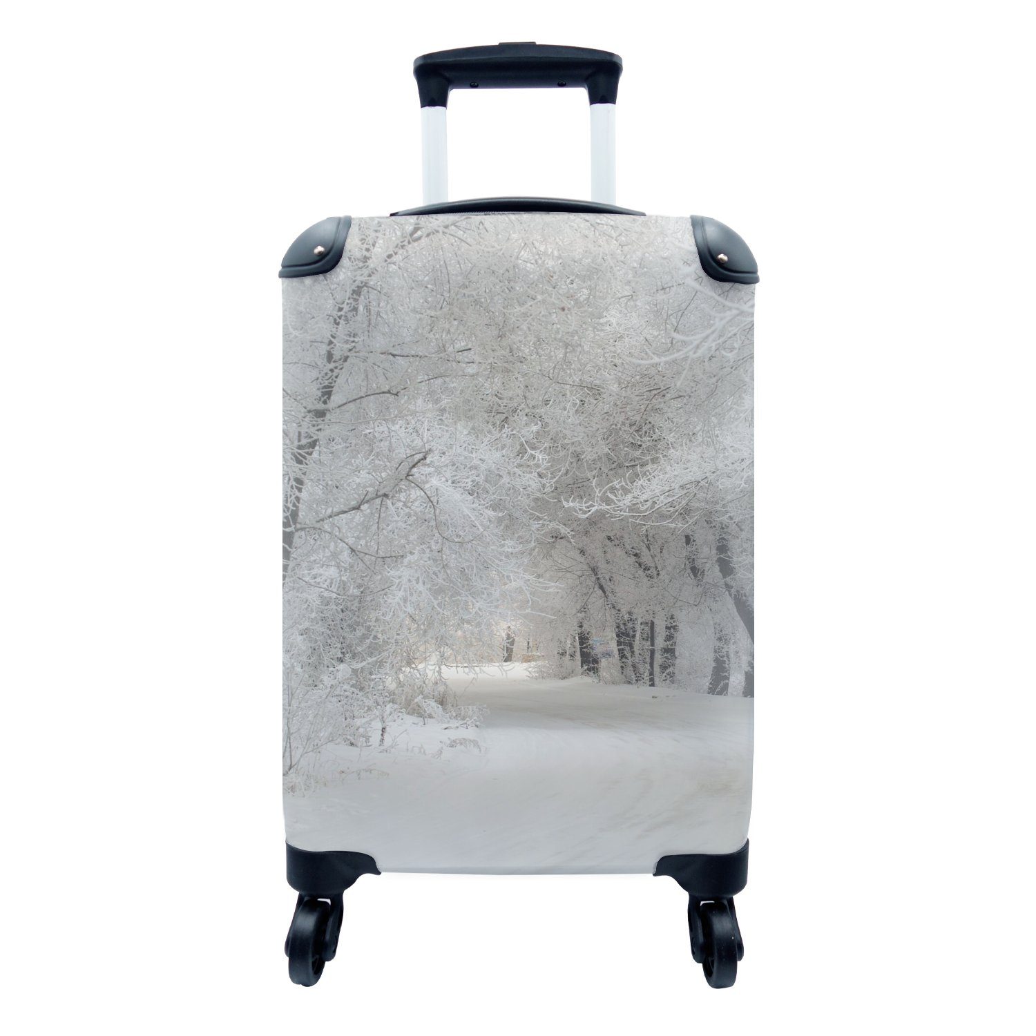 MuchoWow Handgepäckkoffer Bäume - Schnee - Winter, 4 Rollen, Reisetasche mit rollen, Handgepäck für Ferien, Trolley, Reisekoffer