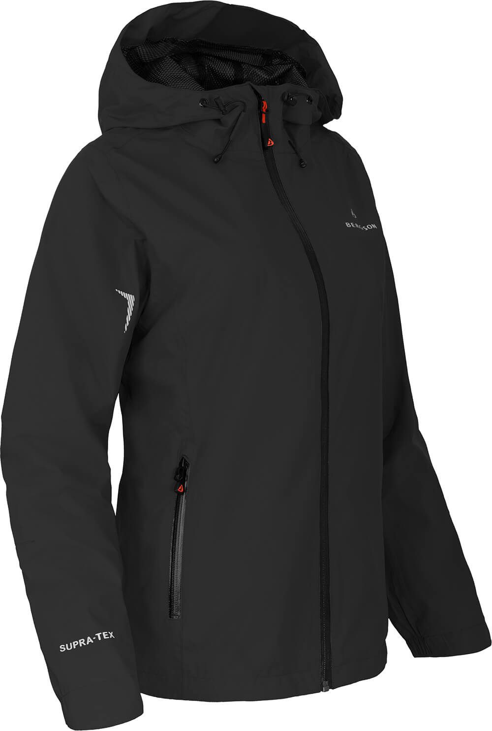 Bergson Regenjacke HELLI Damen Regenjacke, Netzfutter, 12000 mm Wassersäule, Kurzgrößen, schwa