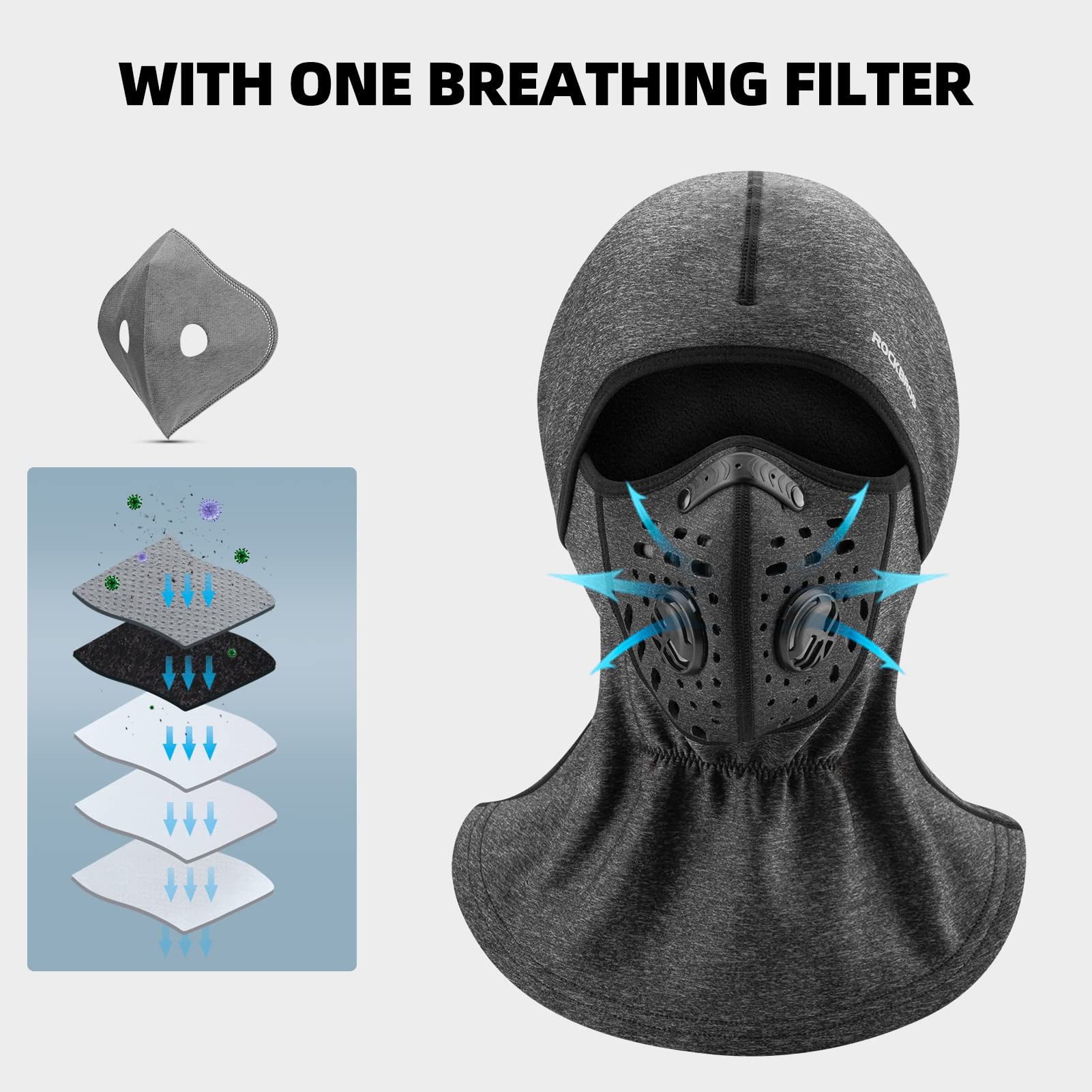 ROCKBROS Sturmhaube Fahrrad Motorrad Halswärmer Ski Winter Balaclava Winddicht Anti-Staub Anti-Staub
