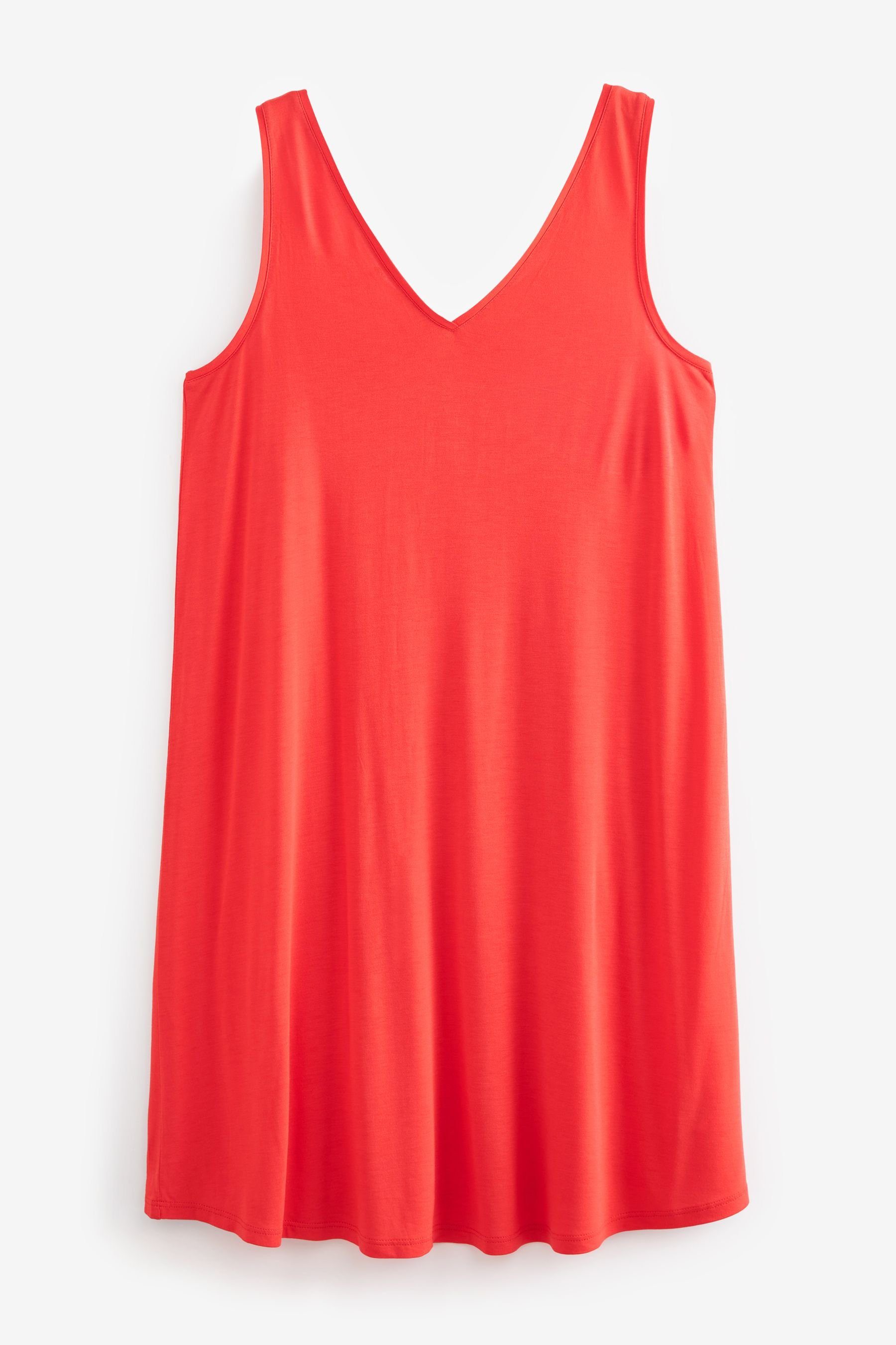 Next Jerseykleid Lässiges Kleid mit V-Ausschnitt (1-tlg) Red