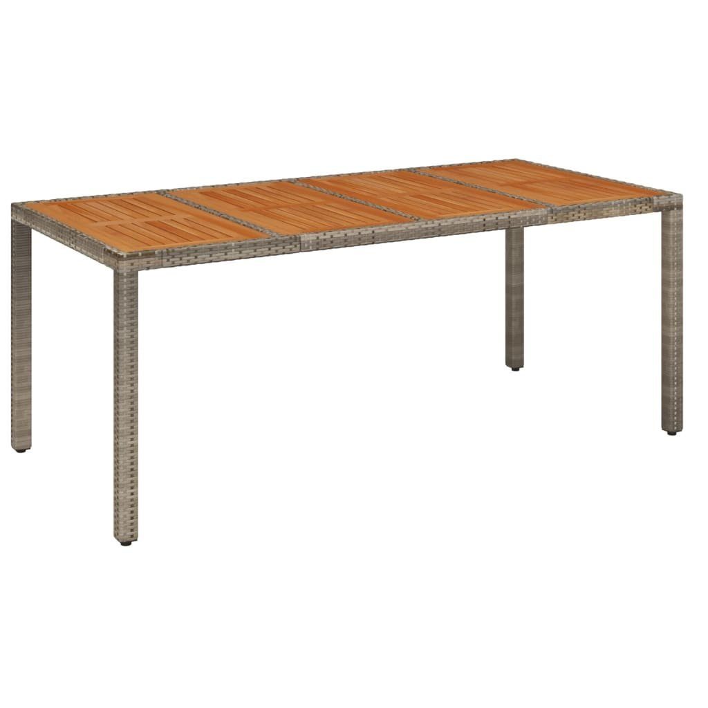 Gartentisch Holzplatte Esstisch Rattan Gartentisch mit 190x90x75 cm vidaXL Poly Grau