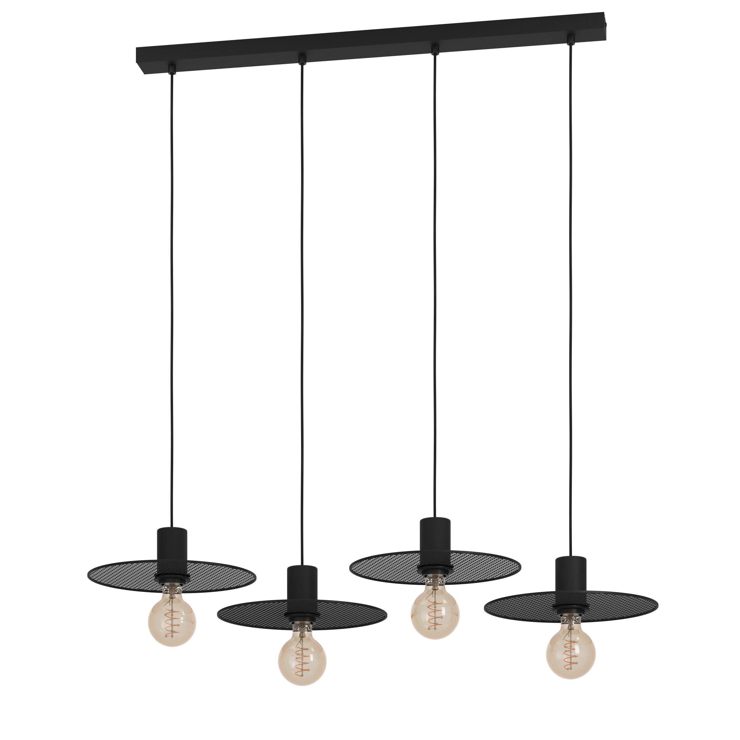 EGLO LED-Hängeleuchte Ikeston, Leuchtmittel exklusive, EGLO Hängeleuchte Ikeston schwarz 4X40W L:98 H:110 cm