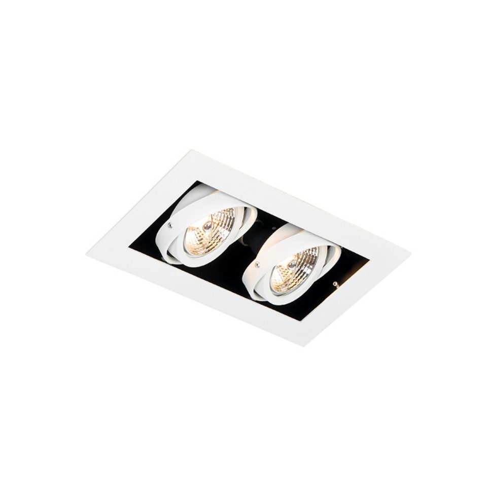 Qazqa LED Einbaustrahler Oneon, ohne Leuchtmittel, GU10, Weiß, Modern, Stahl, 2-flammig