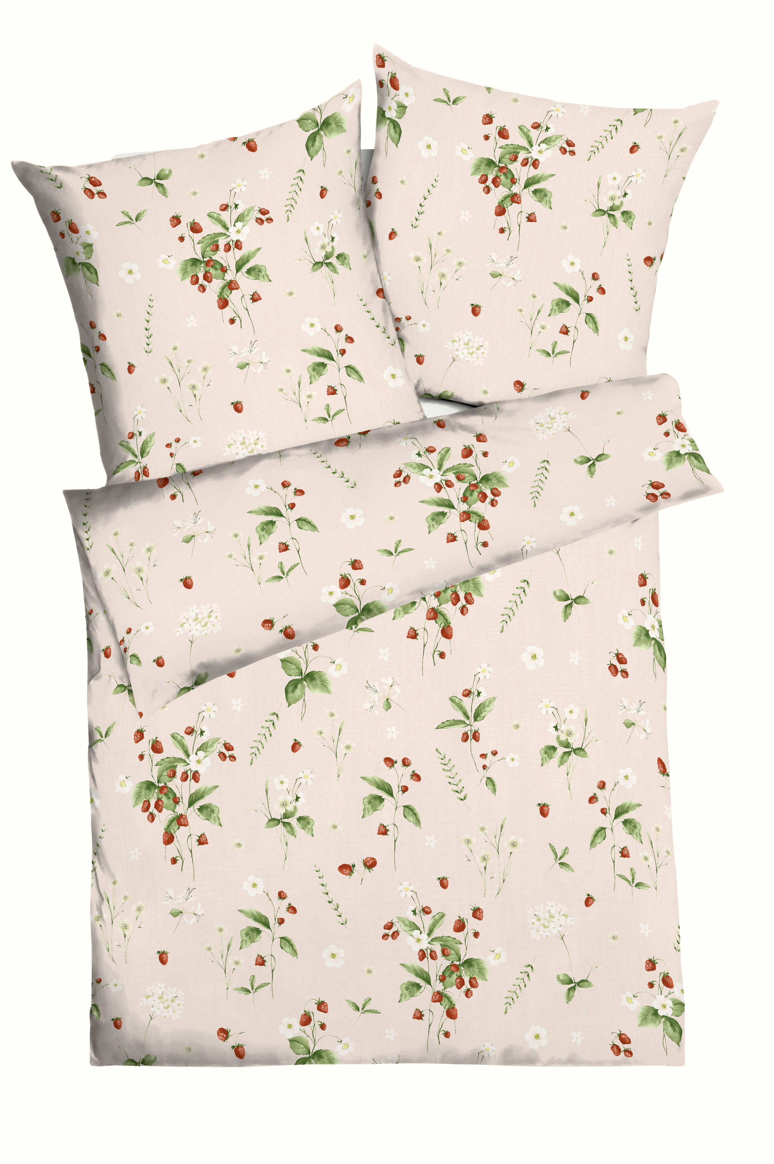 Kaeppel Bettwäsche Walderdbeeren, Mako-Satin, 2 teilig, Mit Walderdbeeren