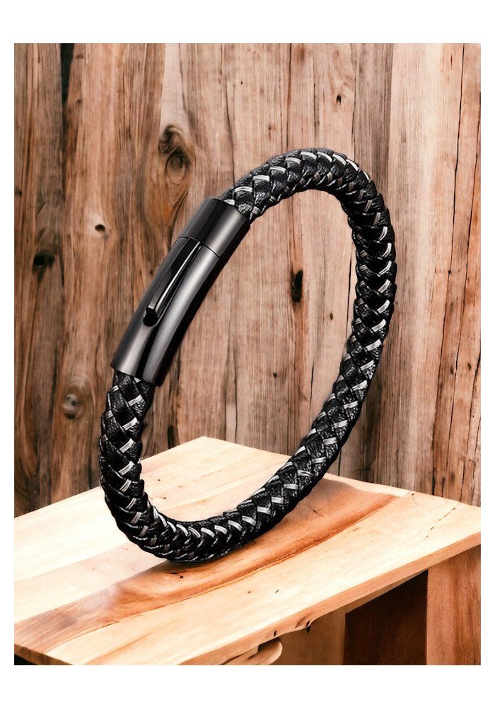 Karisma Schmuck Lederarmband Herren Edelstahl 1 Reihig Draht 21cm LBS216, H günstig online kaufen