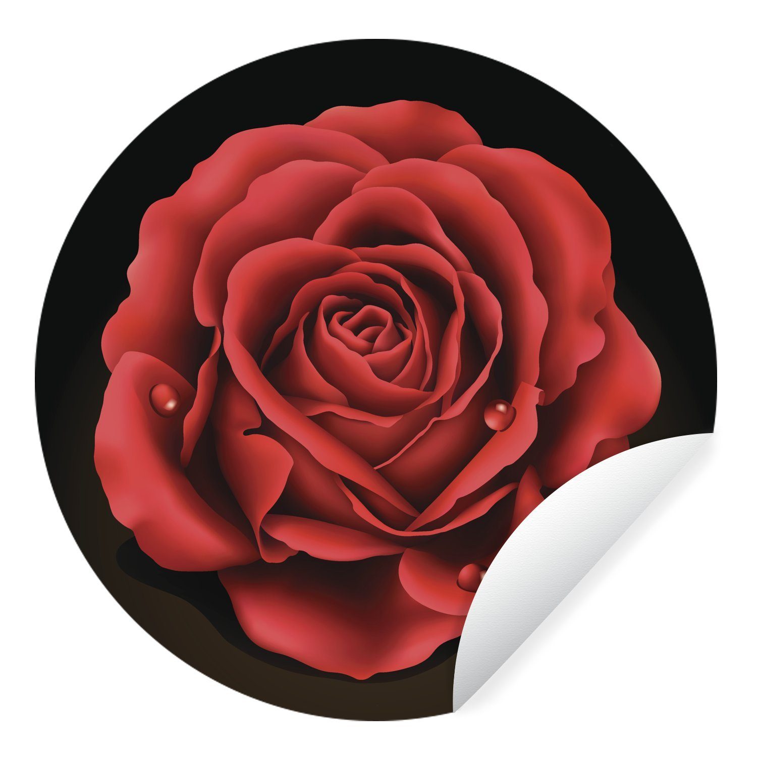 MuchoWow Wandsticker Eine Illustration der großen roten Blüten der Pfingstrose (1 St), Tapetenkreis für Kinderzimmer, Tapetenaufkleber, Rund, Wohnzimmer