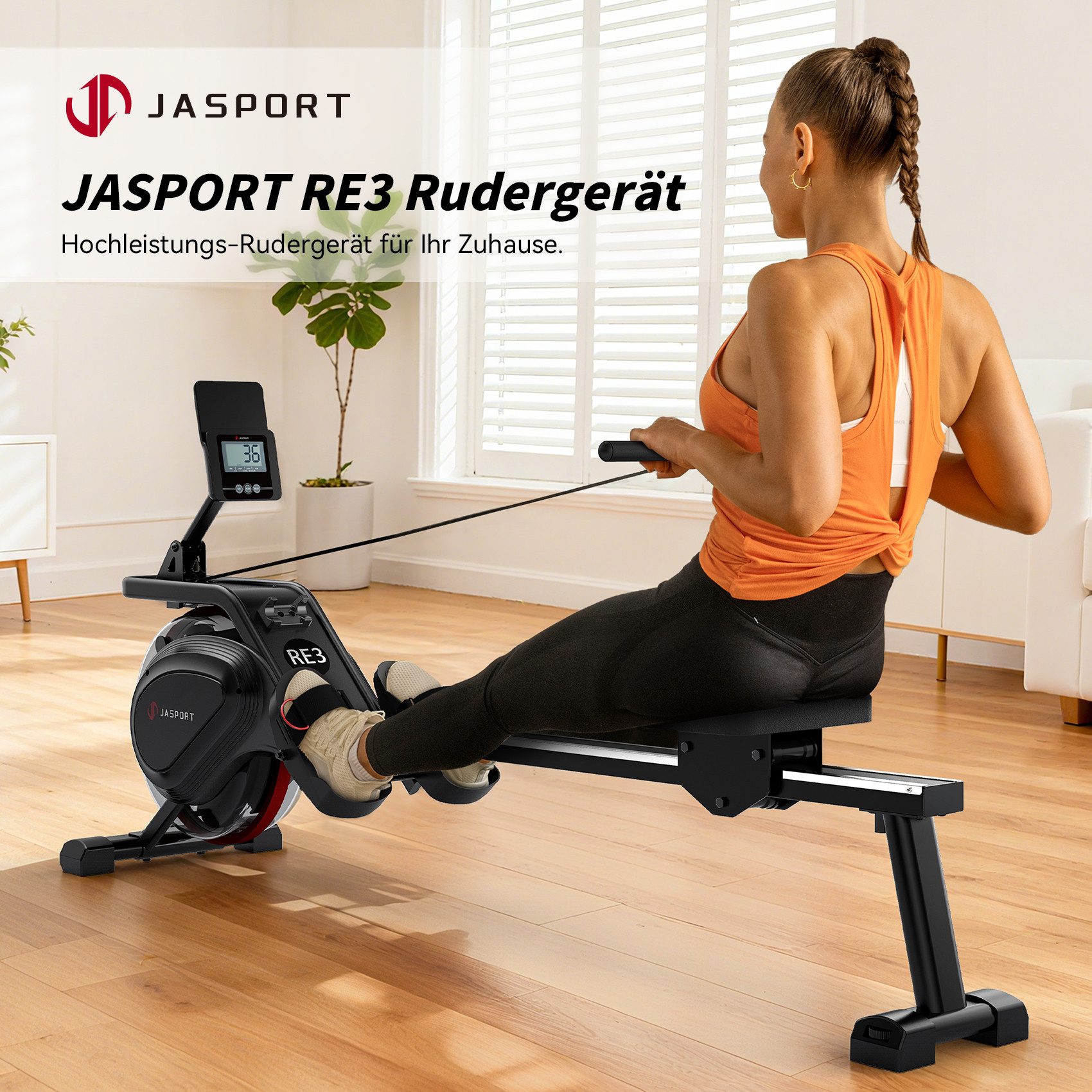 JASPORT Rudergerät JASPORT RE3 Wasser-Rudergerät für Zuhause (Einzelgerät), 14-Liter-Wassertank, 12-Blatt-Paddel, realistischer Wasserwiderstand