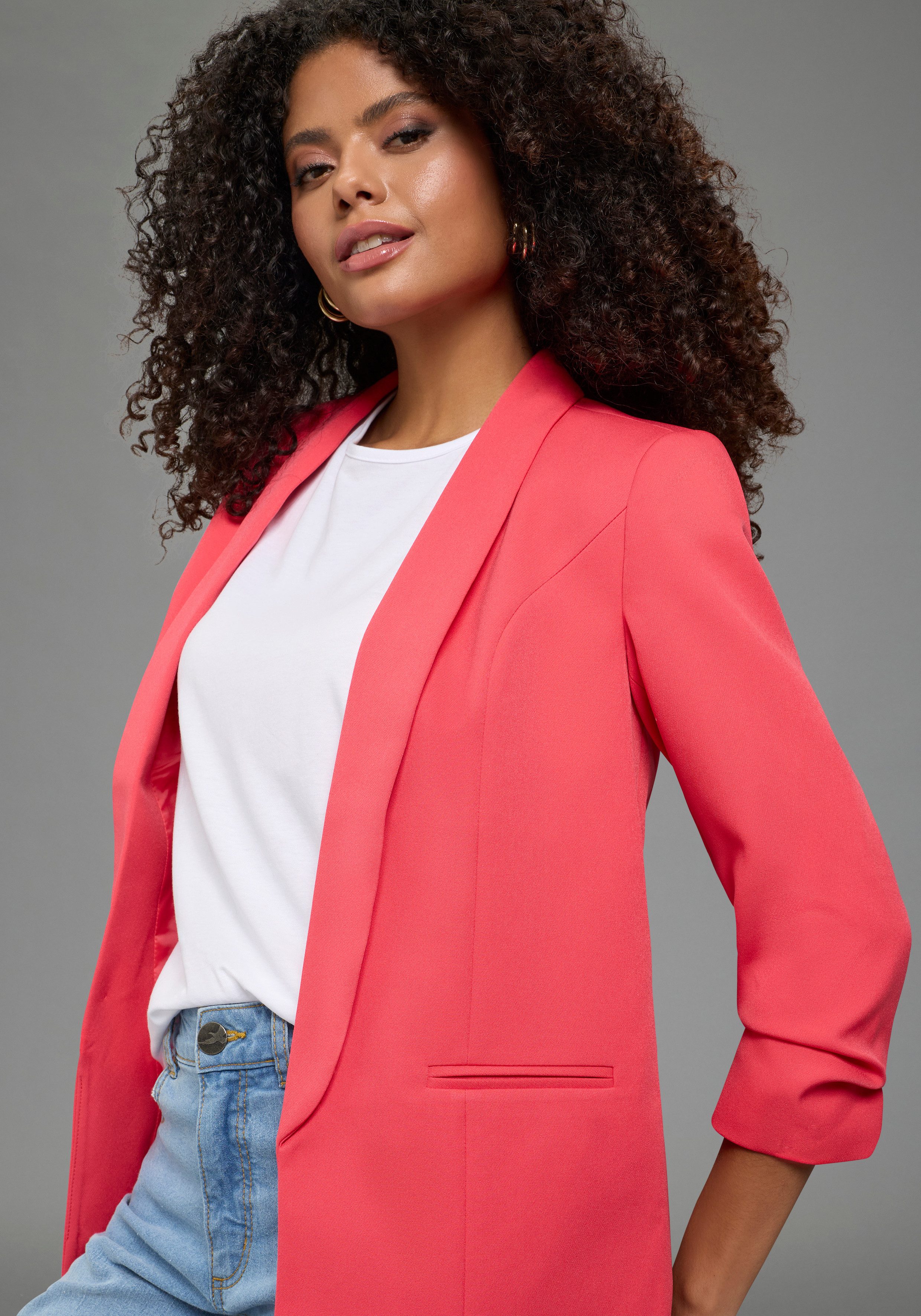 Laura Scott Longblazer mit gerafften Ärmeln