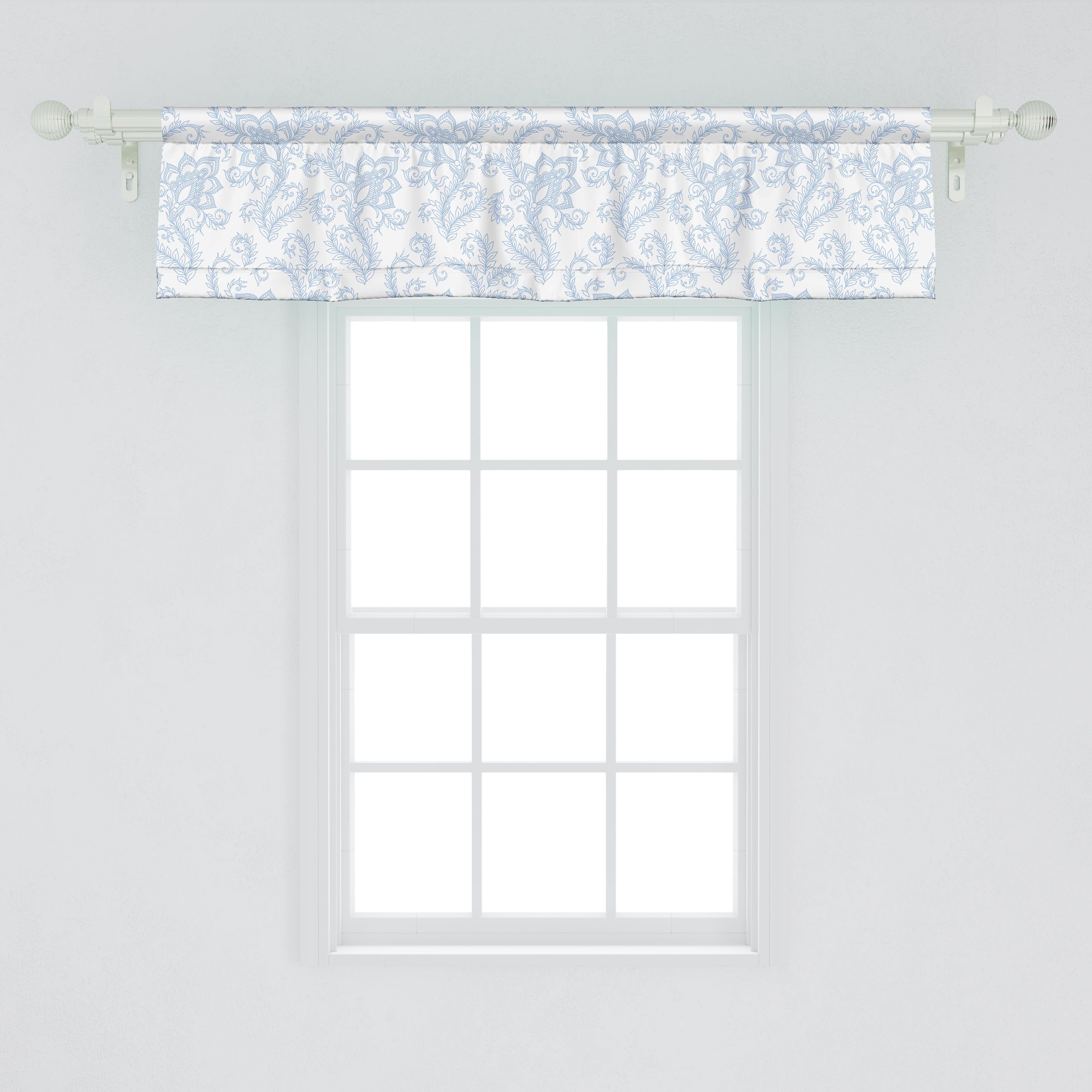 Stalk für Vorhang Volant Schlafzimmer Abakuhaus, Microfaser, mit Küche Blumenmuster Blatt Scheibengardine Dekor Stangentasche, Henna