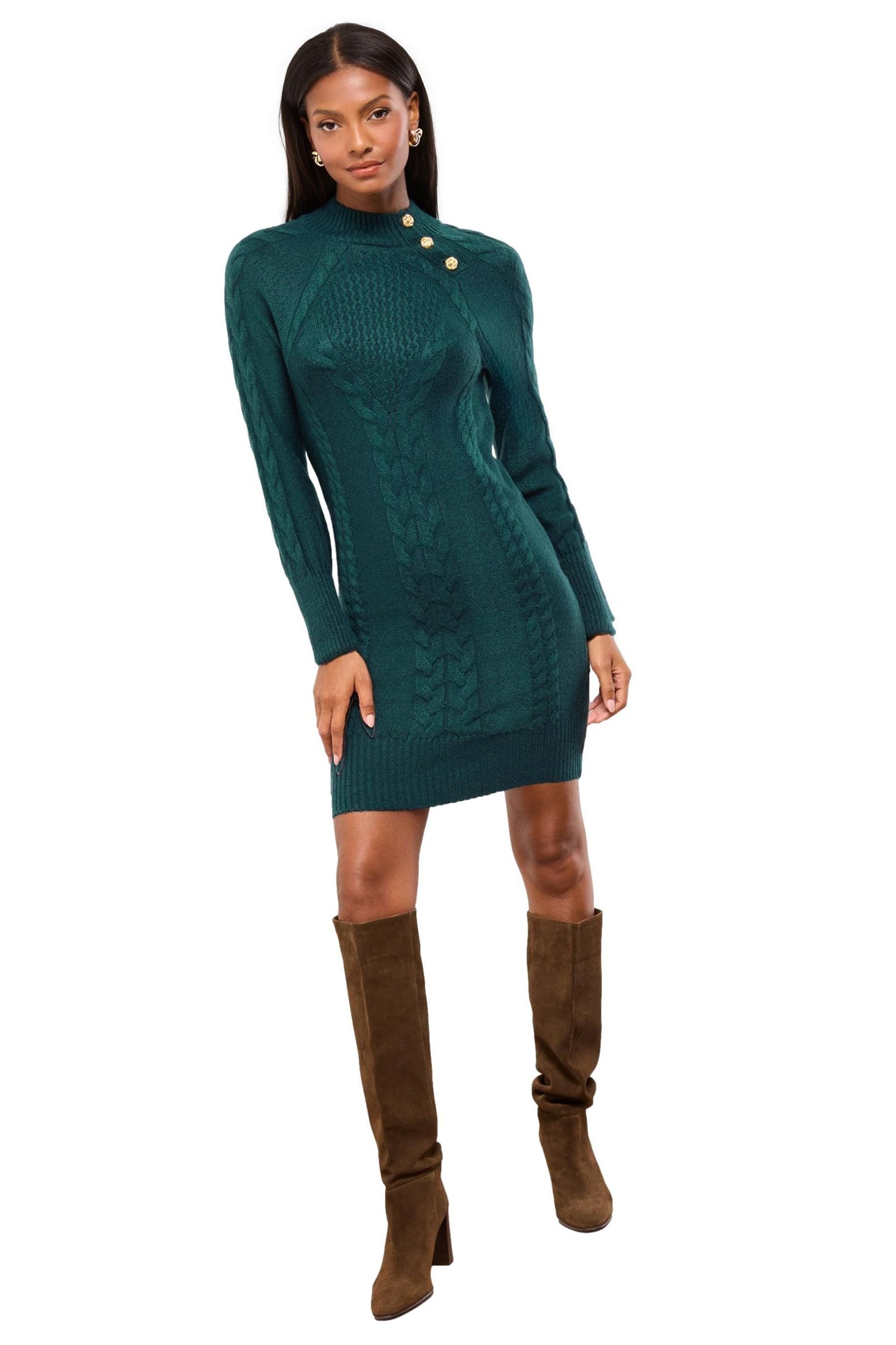 Minikleid Lipsy Minikleid mit Rollkragen Zopfmuster, Regular