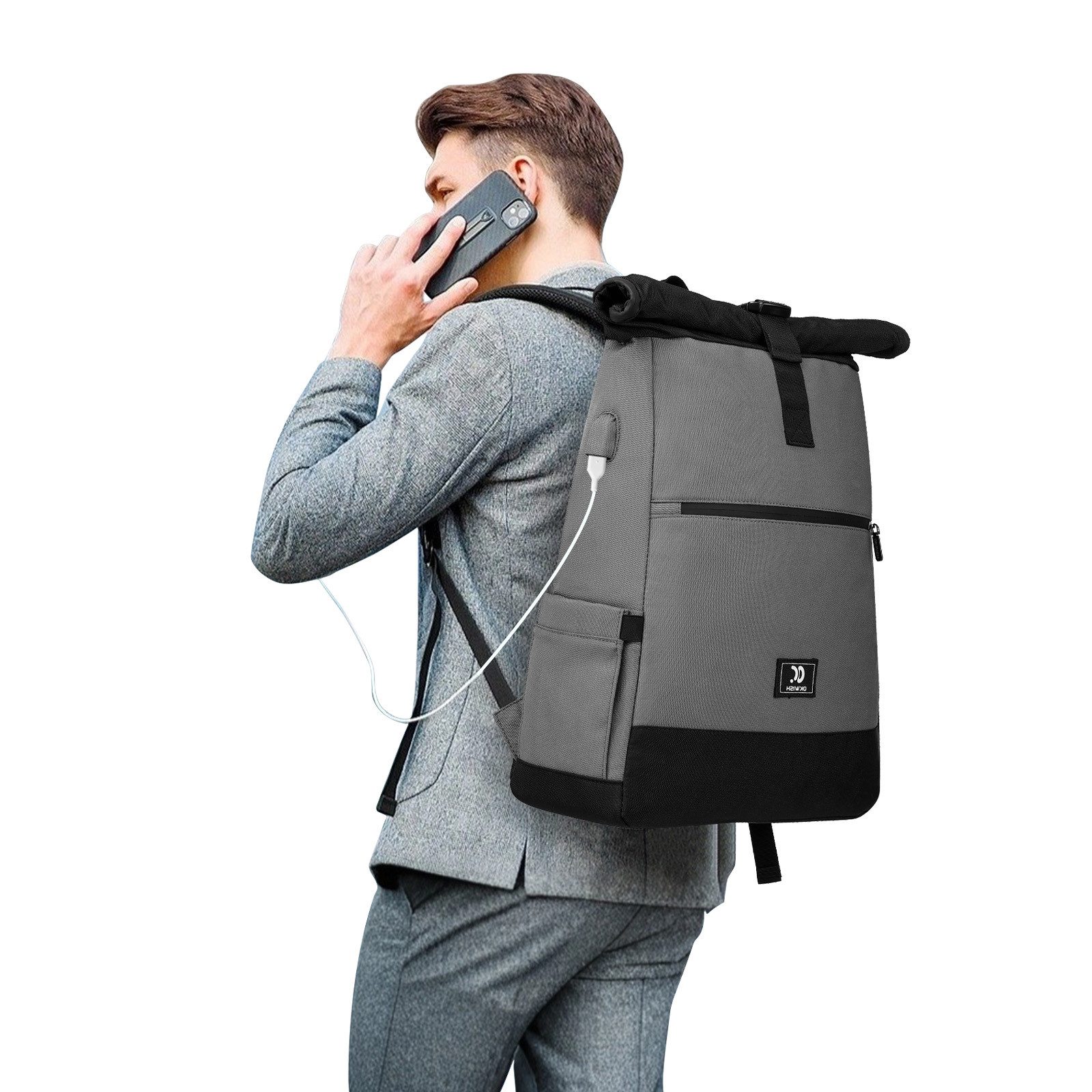 MODFU Laptoprucksack Tagesrucksack Freizeitrucksack mit Anti Diebstahl Rückentasche (Tasche Schule Uni Rucksack Schulrucksack 25-30L, 1-tlg., Anti-Diebstahl, mit USB-Ladeanschluss, mit Laptopfach bis 15,6 Zoll), für Uni Arbeit Schule Büro Outdoor Freizeit Fahrrad Reisen