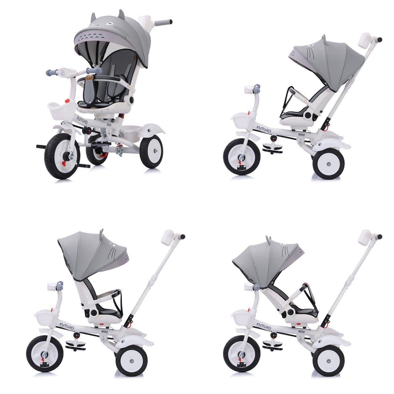Chipolino Dreirad Tricycle Futuro 2 in 1 faltbar, Becherhalter, Musik, Licht, Gummiräder