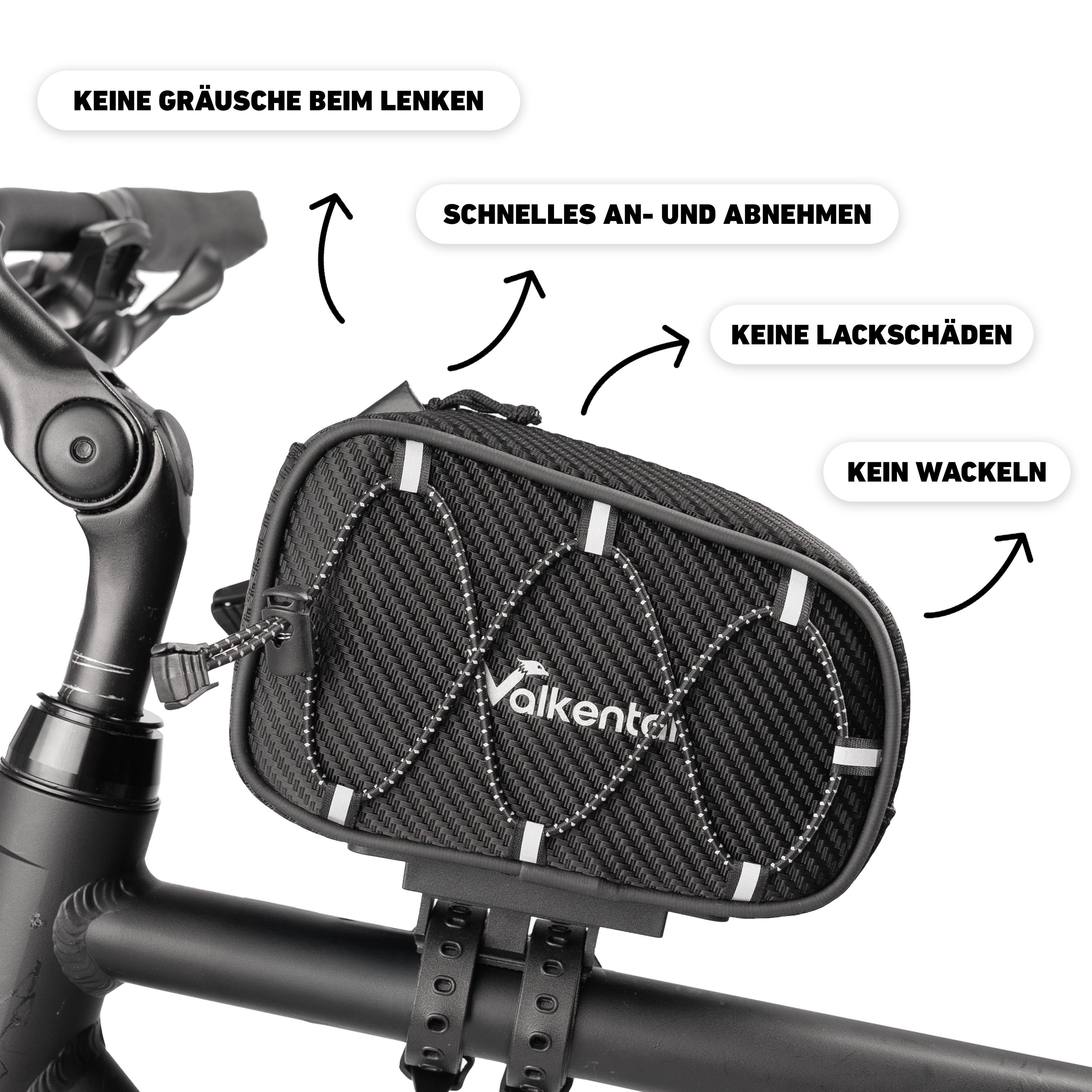 Valkental Rahmentasche Fahrradtasche für Oberrohr, mit Schnellspanner, wasserfest 1,8 L