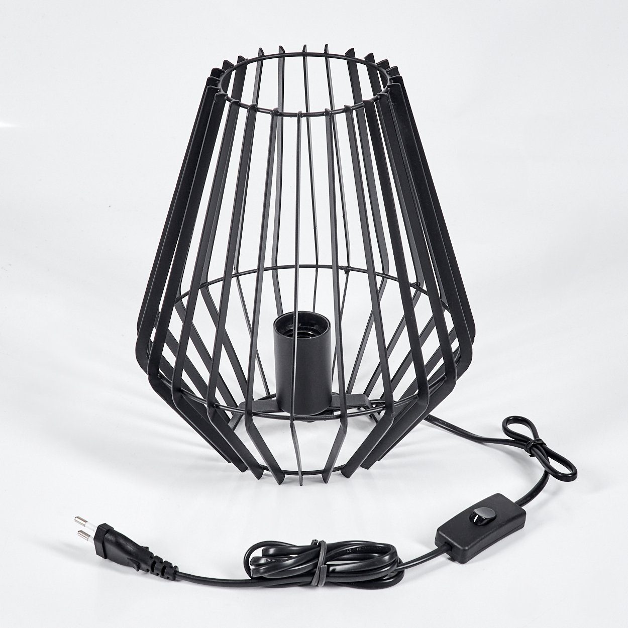 hofstein Tischleuchte moderne Tischlampe aus Metall in Schwarz, ohne Leuchtmittel, Nachttischlampe An-/Ausschalter, Lichteffekt, 1xE27, ohne Leuchtmittel – Bild 5 von 5