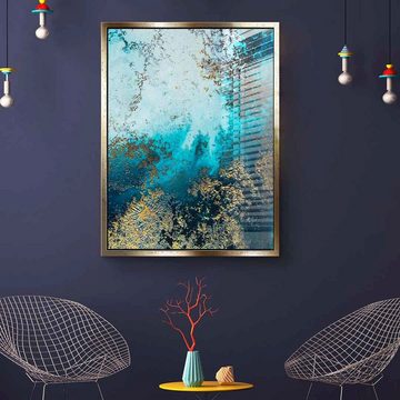 DOTCOMCANVAS® Acrylglasbild Clear Water - Acrylglas, Acrylglasbild Clear Water abstrakt gold weiß blau moderne Kunst