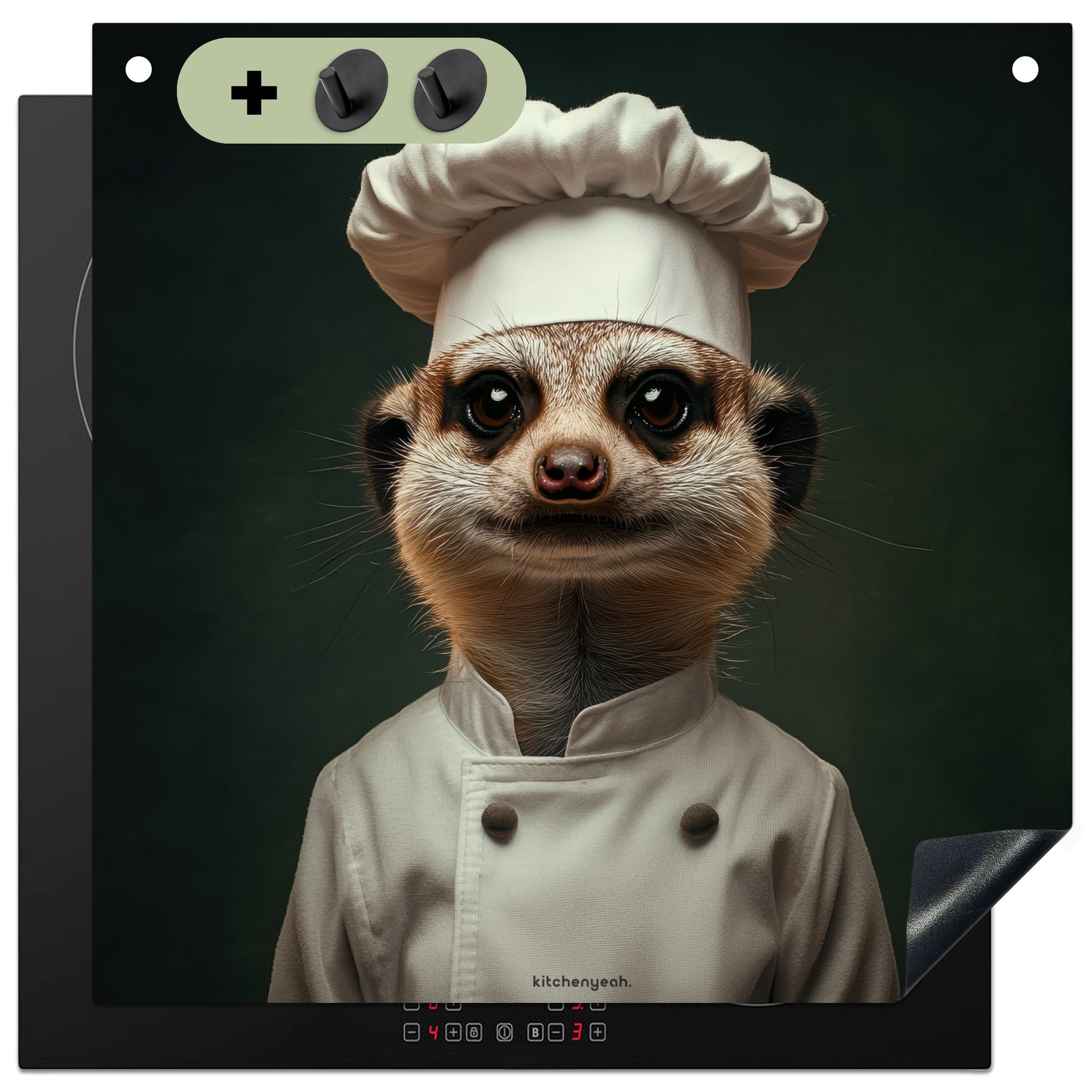 KitchenYeah Küchenrückwand Tier - Koch - Erdmännchen, (1-tlg), Induktion Sc günstig online kaufen