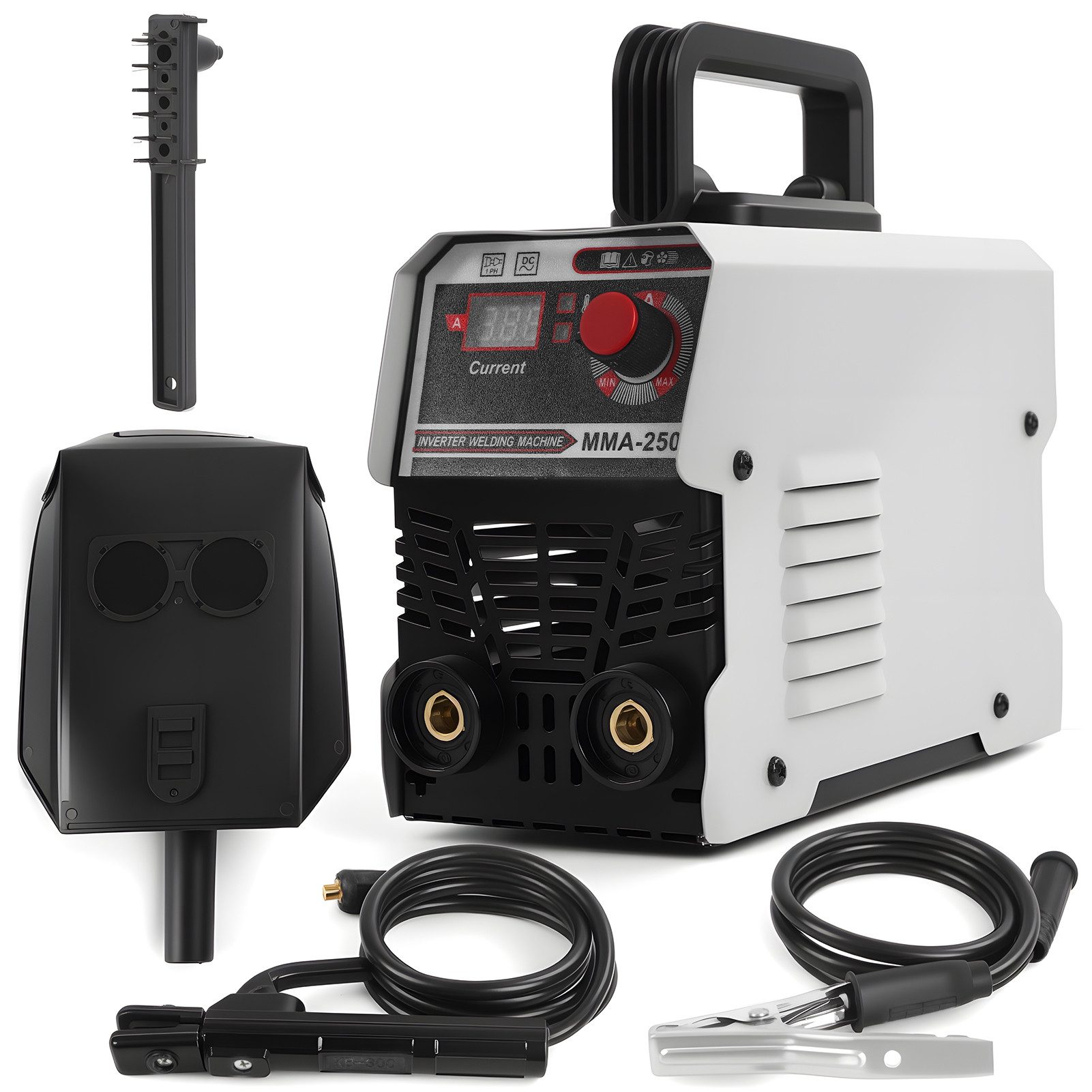 Rutaqian Elektroschweißgerät Elektroschweißgerät, tragbares MMA-250-Elektroschweißgerät, mit Hot-Start-Arc-Force-Antihaftbeschichtung
