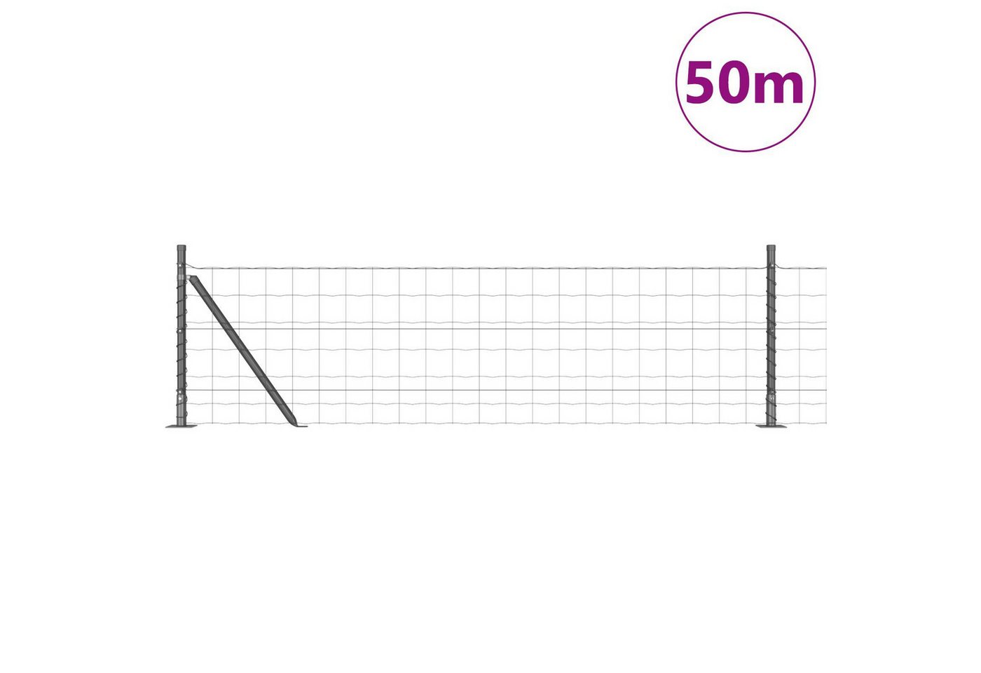 Thumbnail - vidaXL Gartenzaun Euro-Zaun mit 13 Flanschpfosten 0,6x50 m verzinkter Stahl, (3-St)