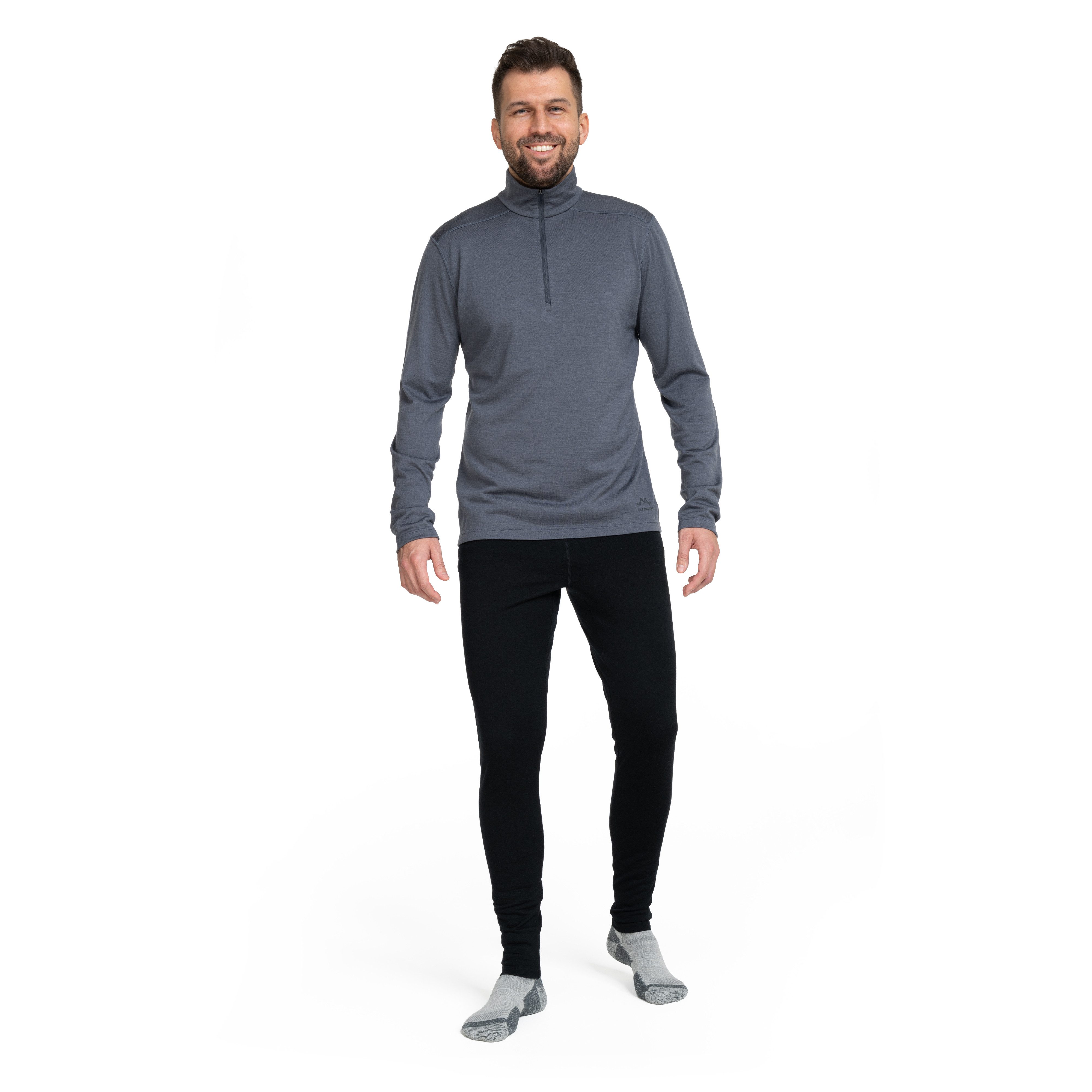 Alpenwert Funktionsshirt Herren Zip-Pullover aus 100% Merinowolle – atmungsaktiv (1 Pack) Antibakteriell, Anti-Schweiß-Geruch, Outdoor & Funktionsshirt