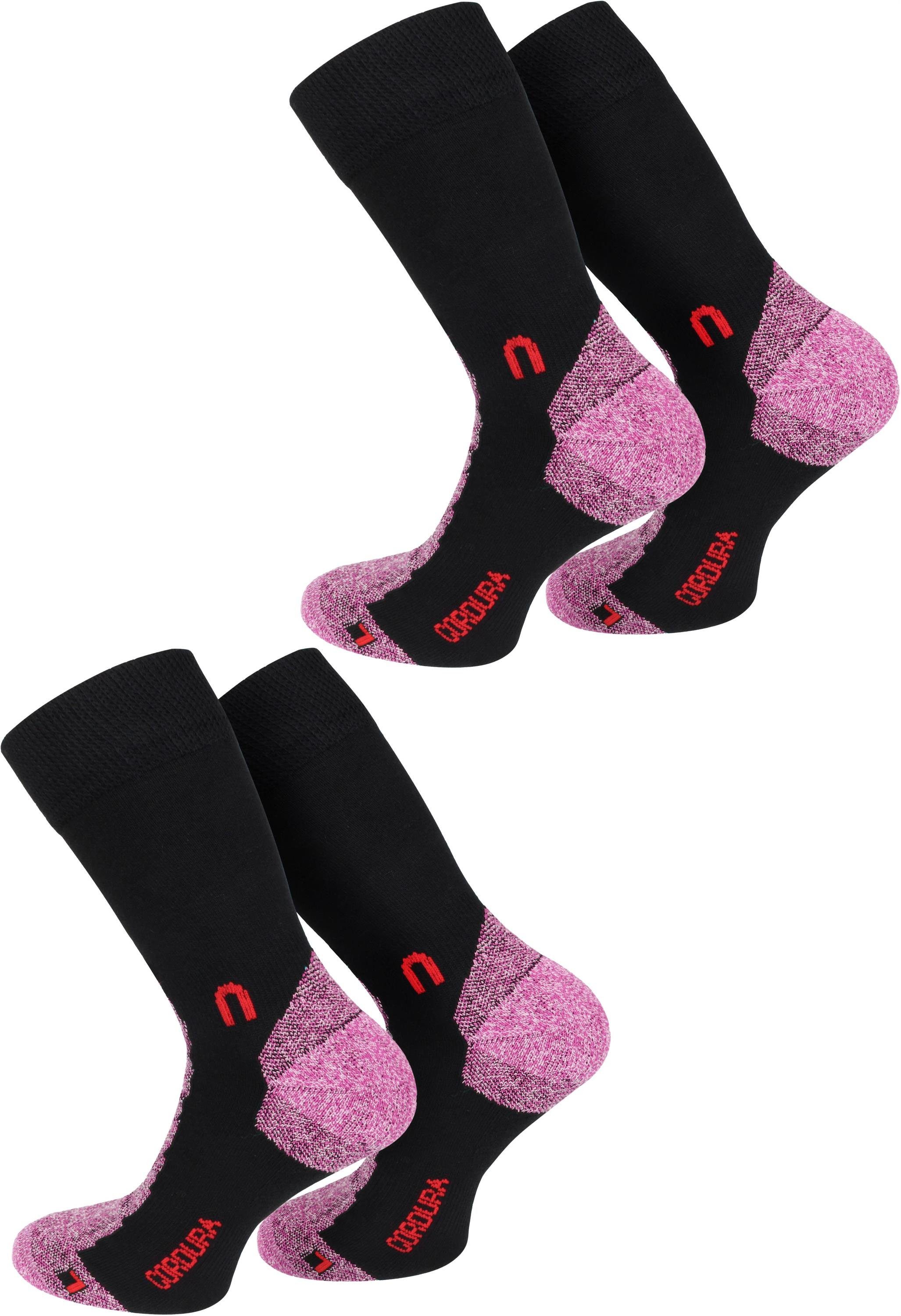 normani Wandersocken 2 Paar Cordura-Sport-Funktionssocken (Set, 2 Paar) extrem strapazierfähig Schwarz/Pink