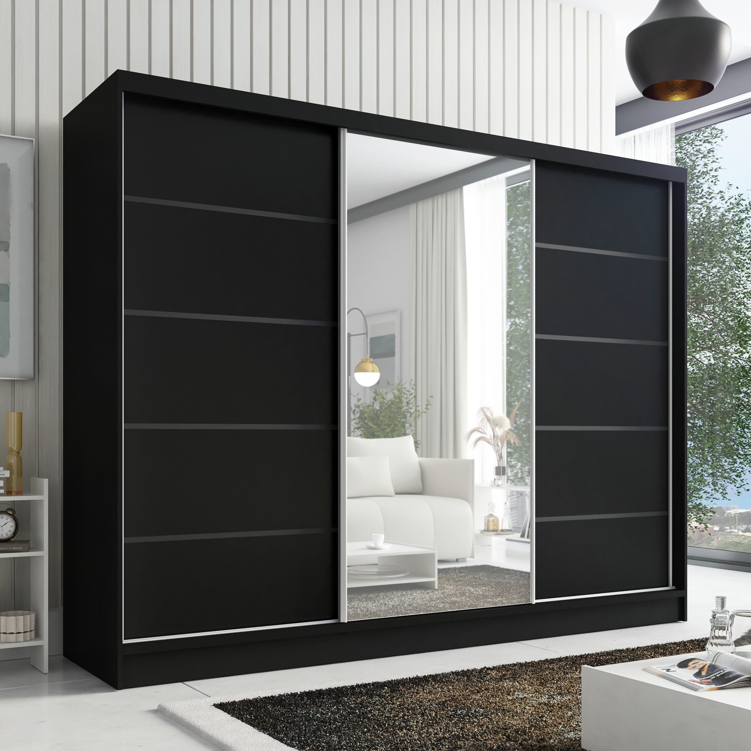 A&J MöbelLand GmbH Schiebetürenschrank AURI 2 mit 3 Schubladen und Spiegel günstig online kaufen