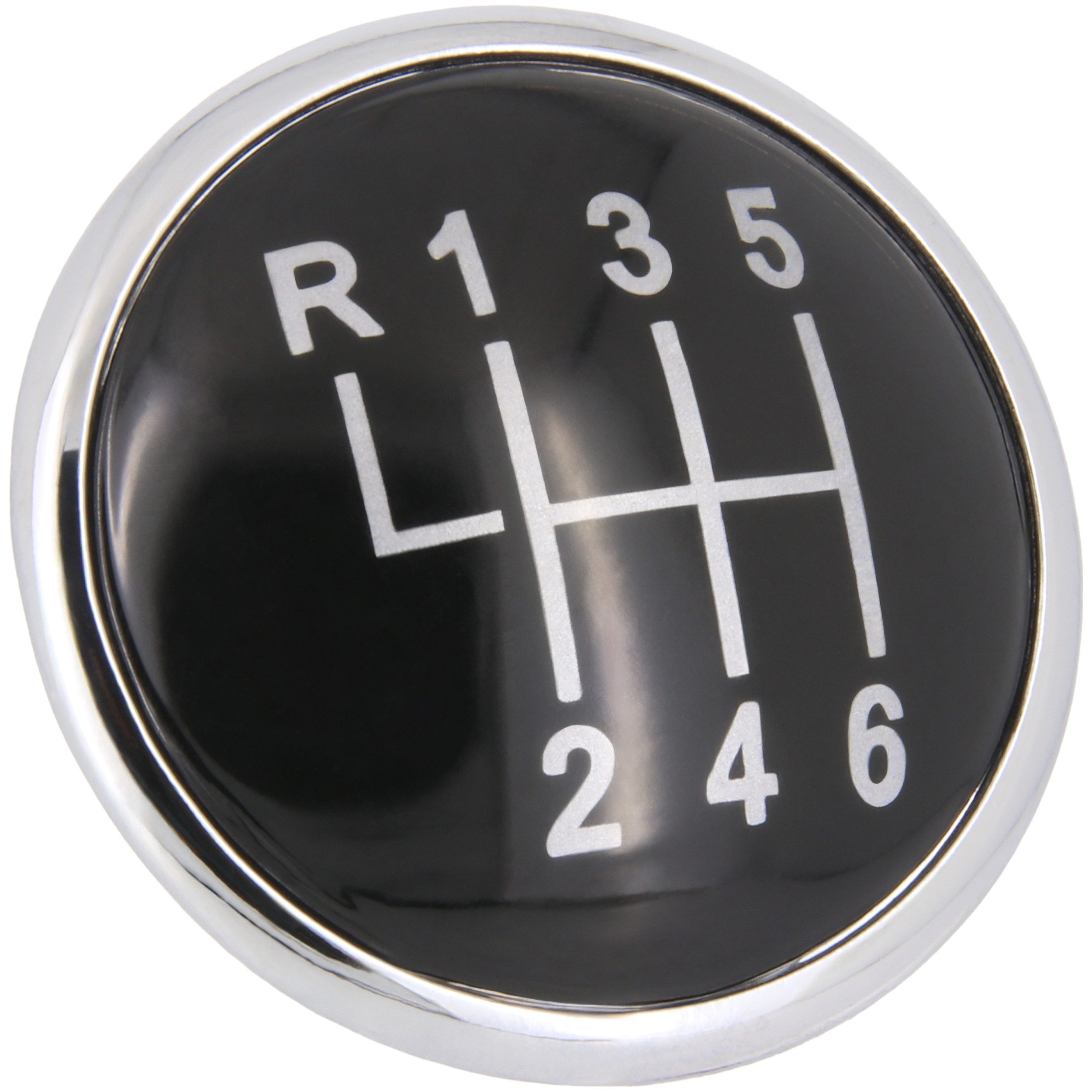 RECAMBO Schalthebel Schaltknauf Kappe Emblem Abdeckung 6 Gang für VW Bora, 1J, 1998-2004, Plug & Play, schwarz - chrom – Bild 4 von 5