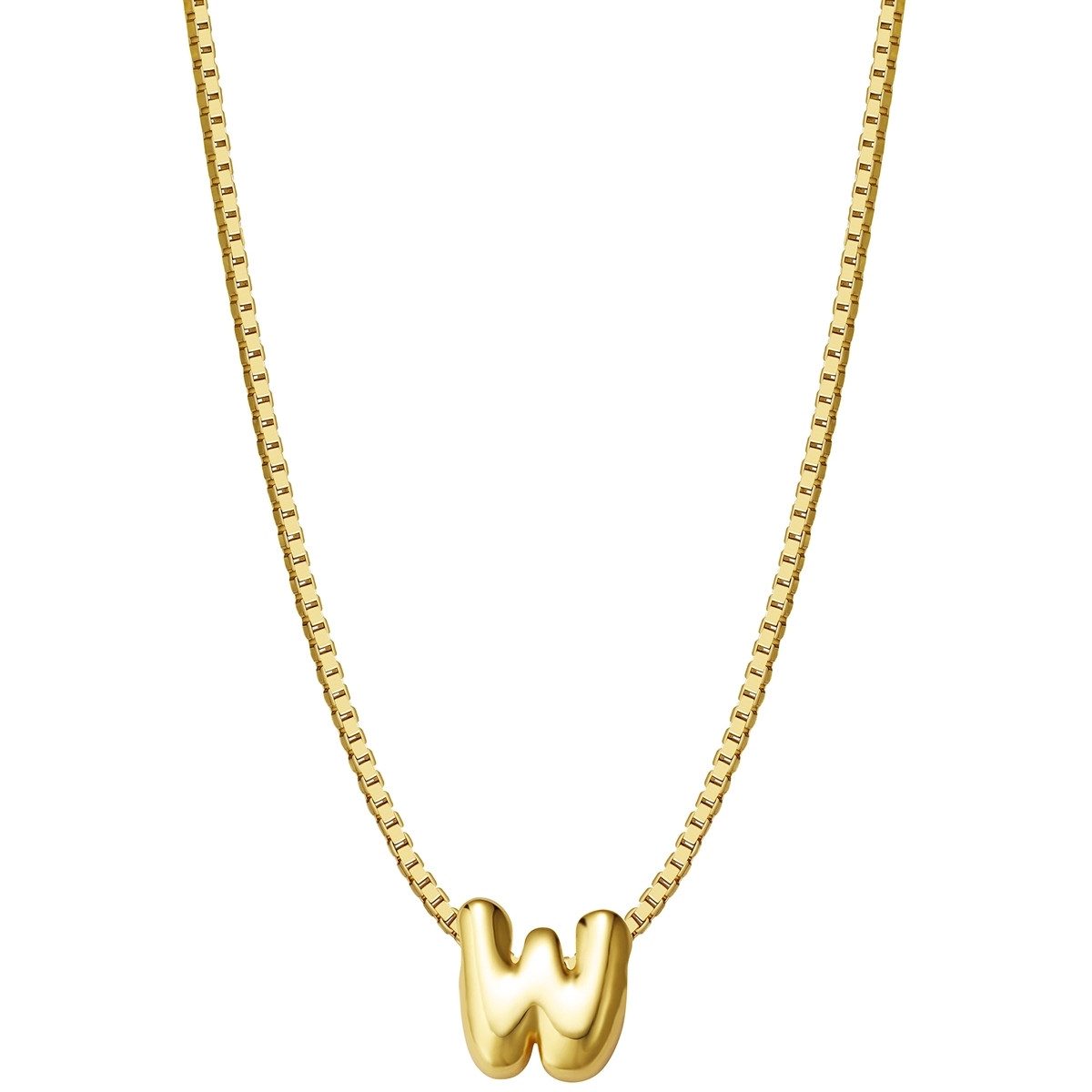 Silberkette Buchstabe W gelbgold