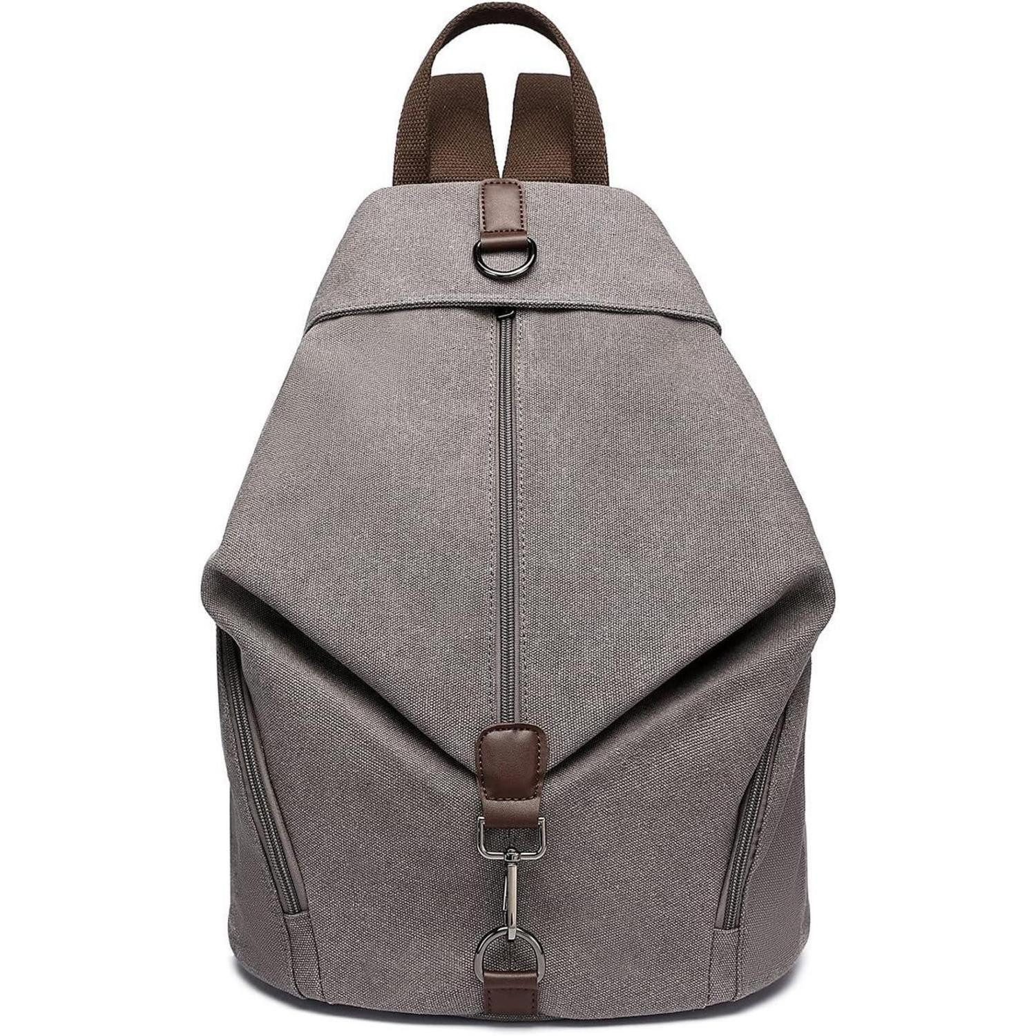 LuxusKollektion Notebook-Rucksack Rucksack Canvas Daypack Damen Vintage Outdoor 31 x 16 x 38 cm Grau