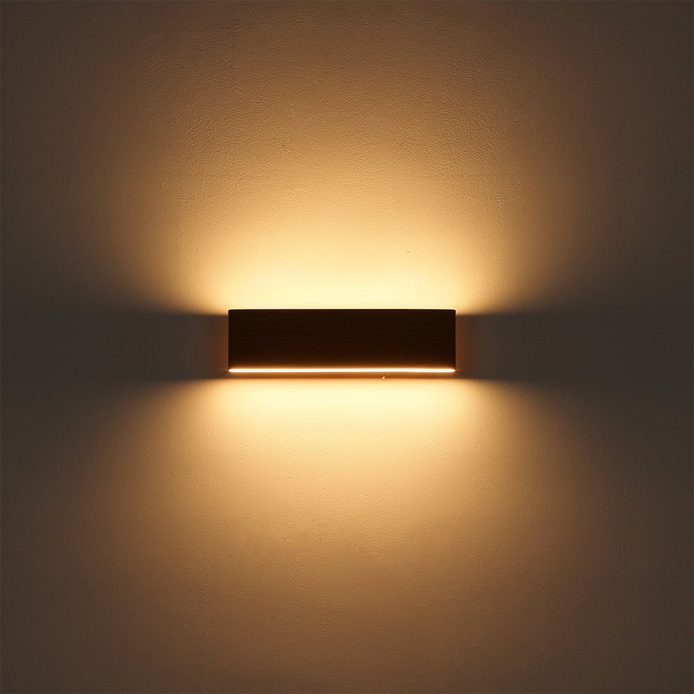 Wandstrahler etc-shop LED Wandleuchte, Down Up LED Holzlampe weiß Flurleuchte Wandlampe Leuchtmittel braun L Warmweiß, nicht inklusive,