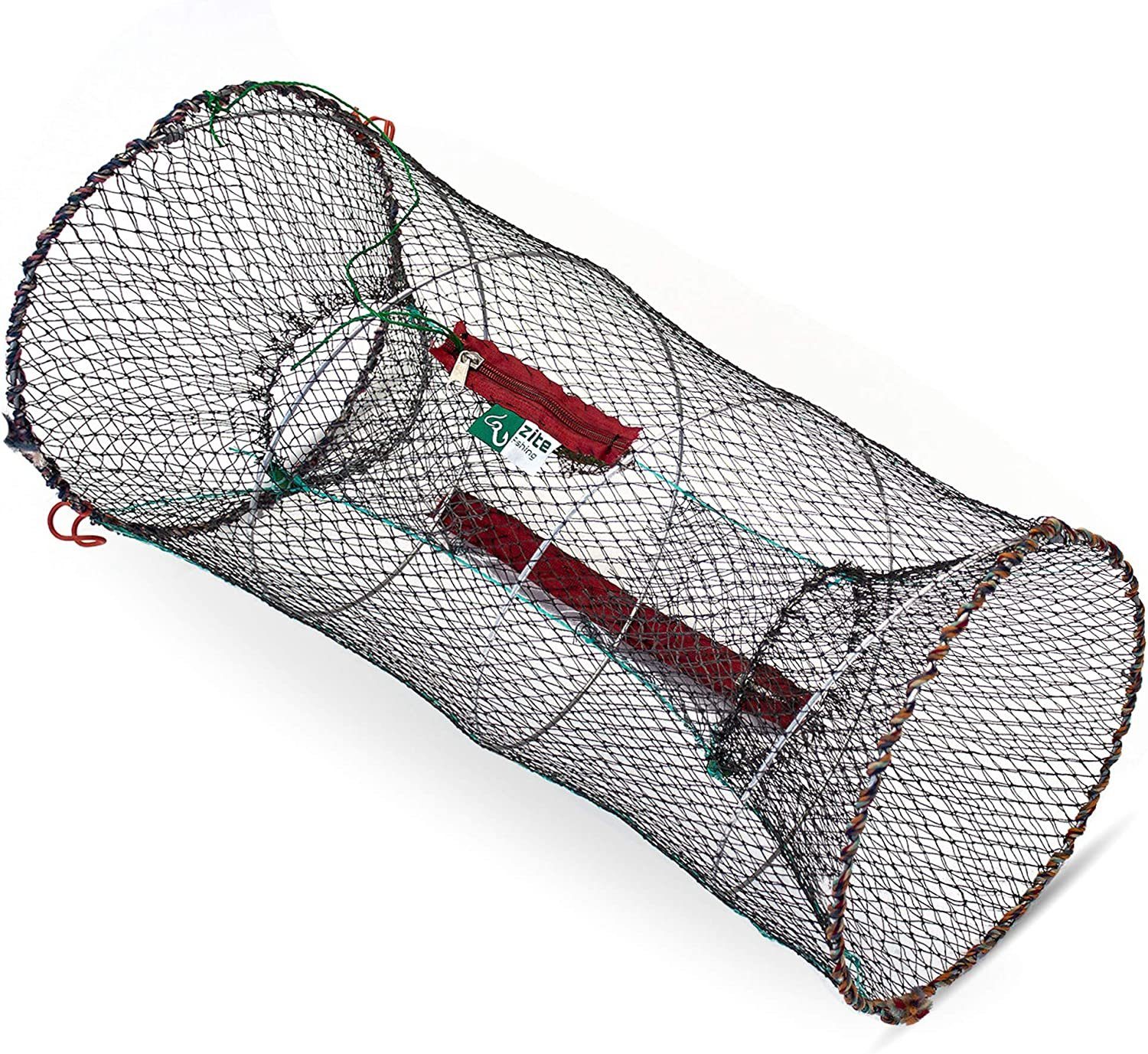 Zite Angelkescher Köderfischreuse Rund 30x60cm, mit Futterbeutel und Reißverschluss