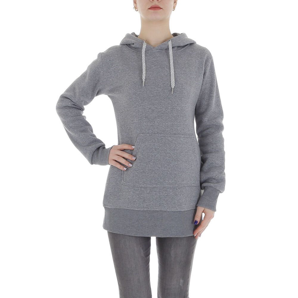 Ital-Design Fleeceshirt Damen Freizeit (86099128) Kapuze Pullover & Strick in Grau