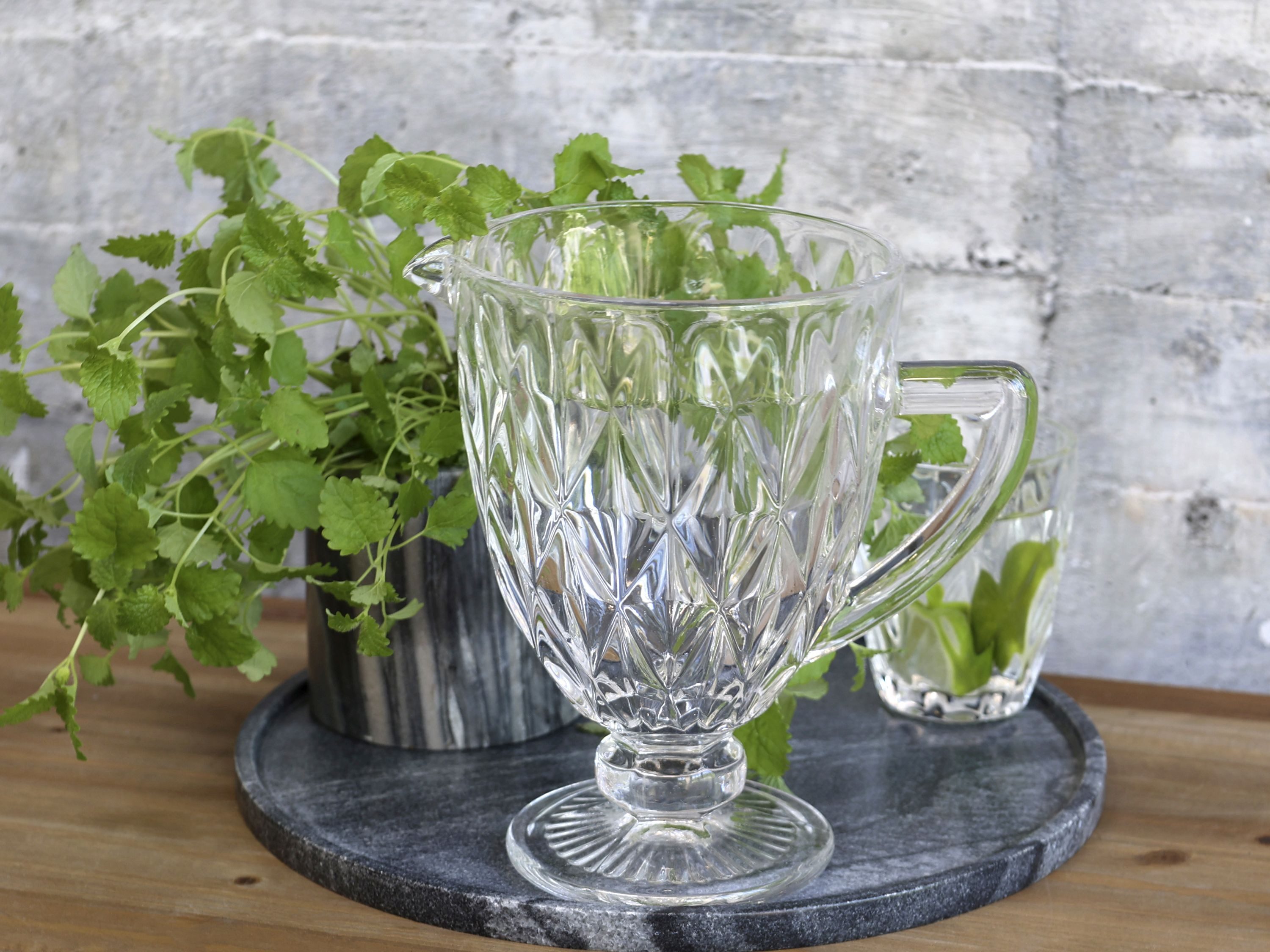 Chic Antique Kanne Chic Antique - Kanne Krug Wasserkrug Karaffe Glas 1 l Diamantschliff