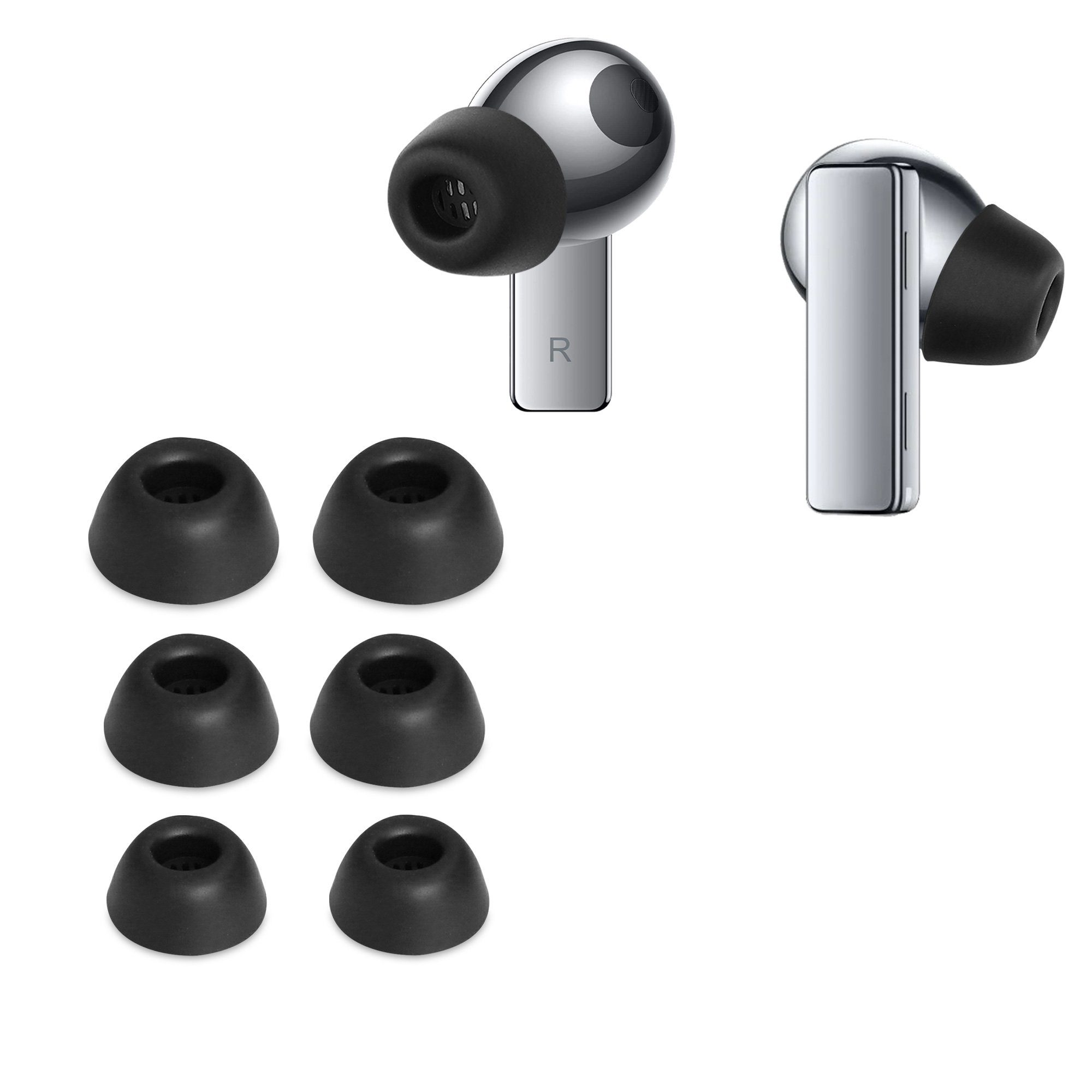 kwmobile 6x Polster für Huawei FreeBuds Pro Ohrpolster (3 Größen - Silikon Ohrstöpsel In-Ear Kopfhörer) Schwarz