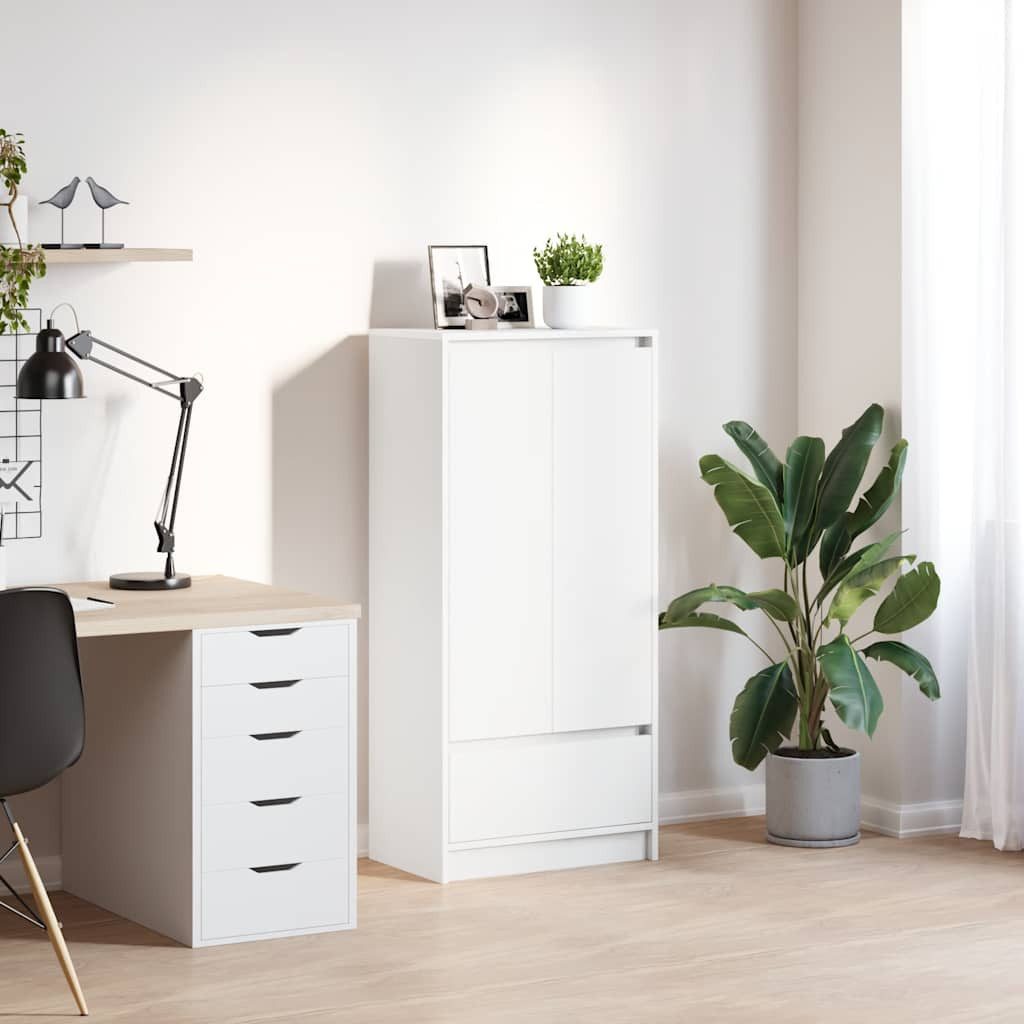 vidaXL Sideboard Schrank mit Schublade Weiß 55,5x34x119,5 cm Holzwerkstoff (1 St)