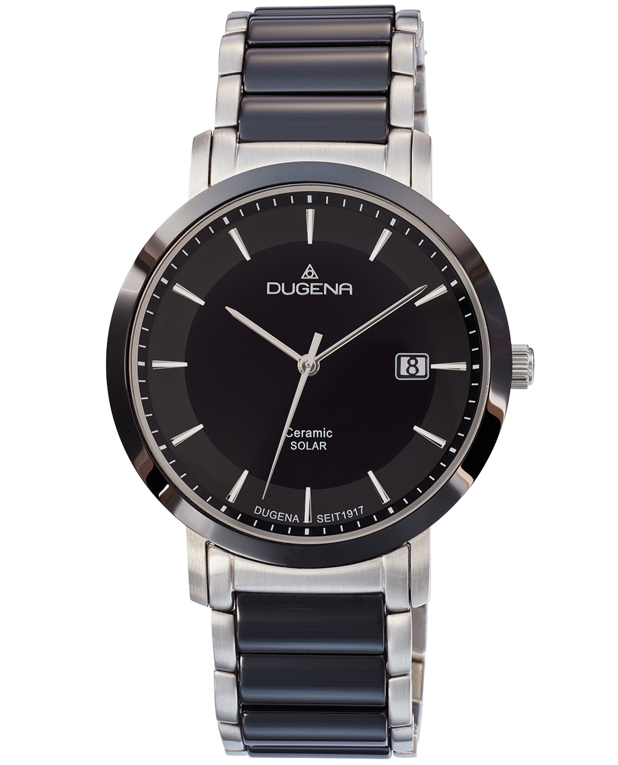 Dugena Keramikuhr Dugena Herren-Uhr Solar Schwarz Analog Quarz Keramik-Armband 4461005