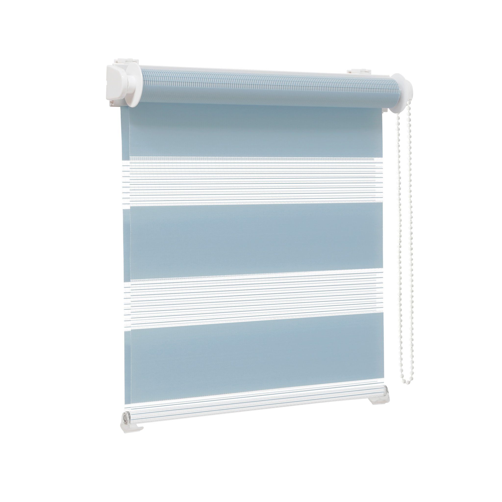 Doppelrollo Zevra Doppelrollo / Duo Rollo, 35 x 160 cm, hellblau, Victoria M., halbtransparent, ohne Bohren, freihängend, verschraubt, Feuchtraumgeeignet, Sicht – Bild 2 von 5