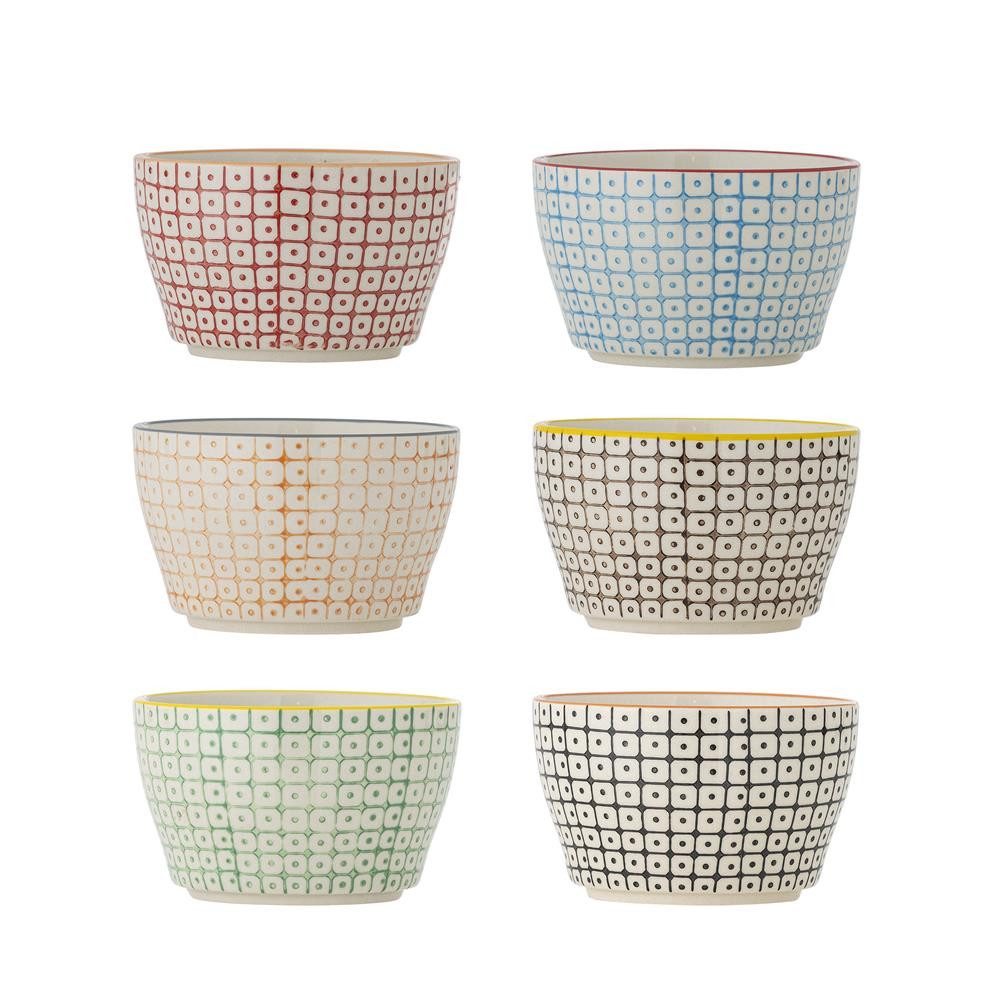 Bloomingville Schale Carla Schalen 6er Set 350 ml bunt Steingut, Steinzeug, Müslischalen Dessertschalen Küche