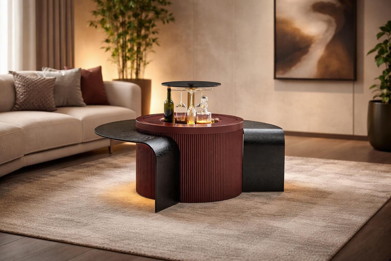 JulietHome Couchtisch Barista (Couchtisch), Integrierte Hausbar mit LED