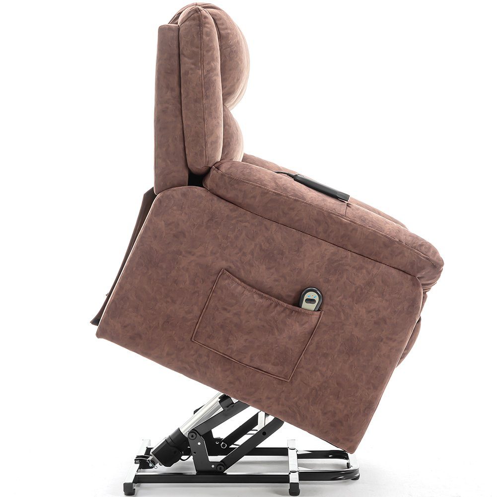 TV-Sessel (Fernsehsessel mit Aufstehhilfe, elektrisch Relaxsessel mit Fernbedienung, bis 150 kg belastbar), Massagesessel mit Liegefunktion, Wärmefunktion und Vibrationsmassage