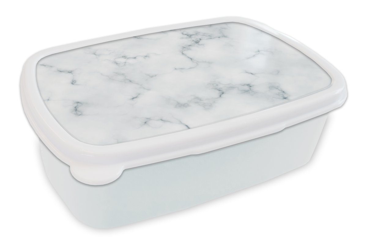 MuchoWow Lunchbox Marmor - Chic - Weiß - Schwarz, Kunststoff, (2-tlg), Brotbox für Kinder und Erwachsene, Brotdose, für Jungs und Mädchen