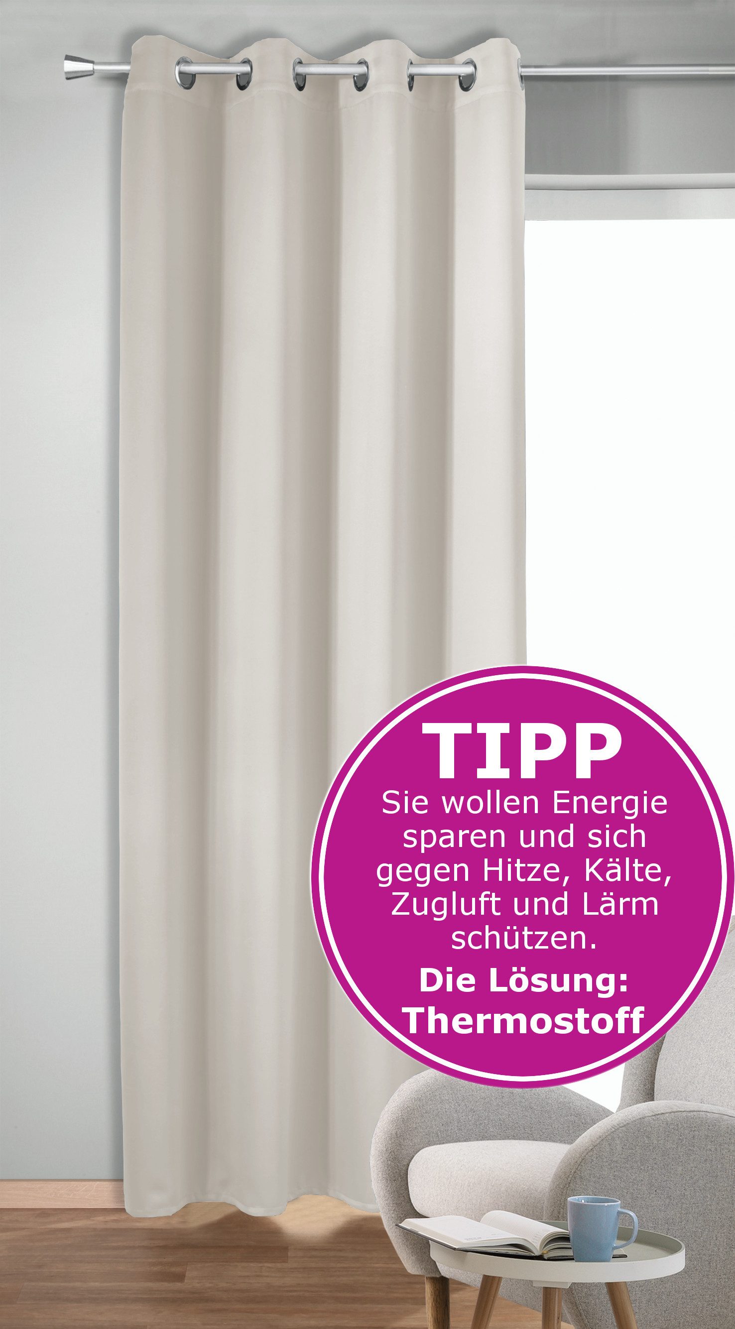 novumfix Verdunkelungsvorhang Sunout/10 off-white Thermovorhang XXL Ösen bi günstig online kaufen