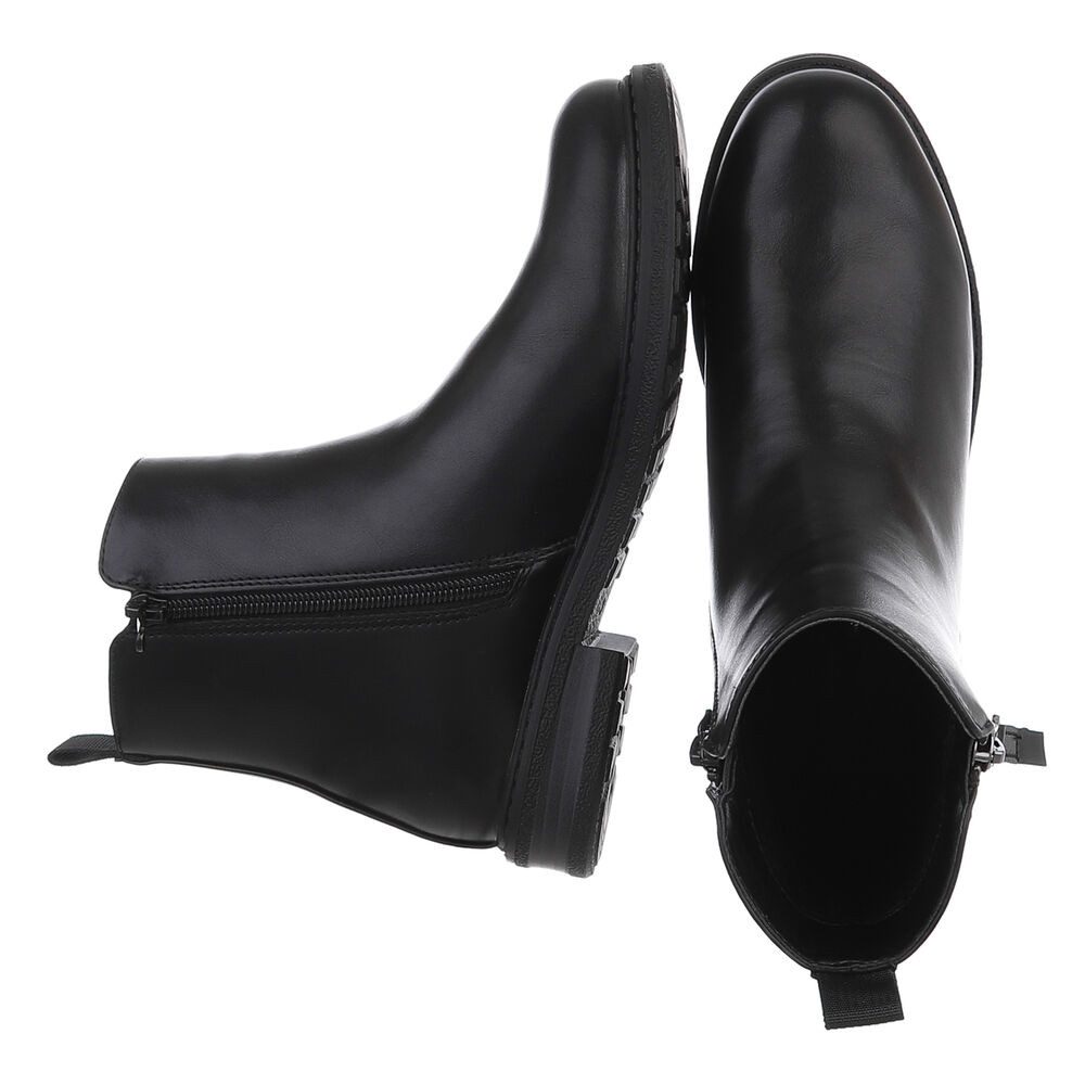 Ital-Design Eleganter Chelsea-Boot mit Reißverschluss für Damen Stiefelette (90648939) Blockabsatz Flache Stiefeletten in Schwarz