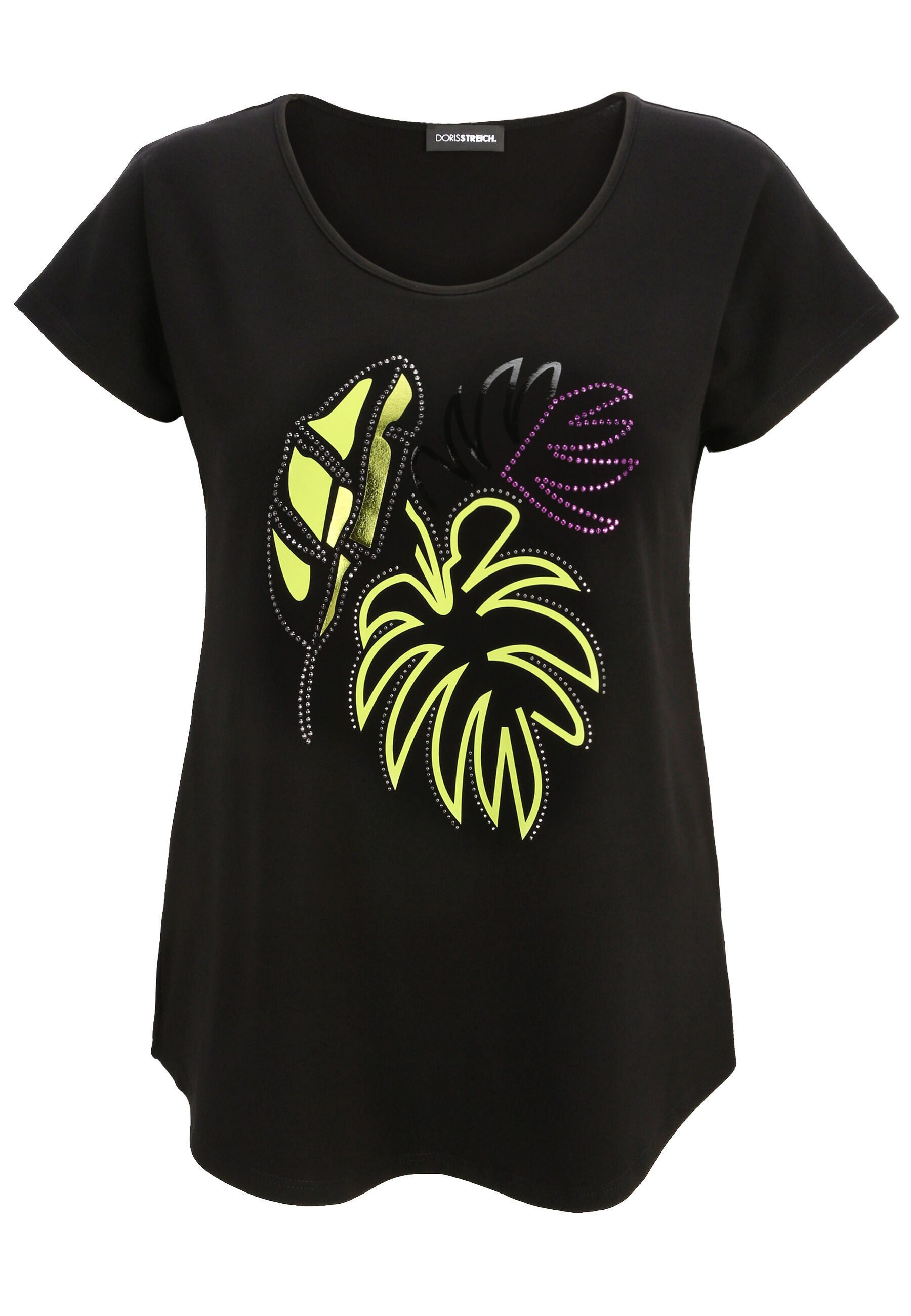 Doris Streich Rundhalsshirt (1-tlg) mit Palmblatt-Motiv günstig online kaufen