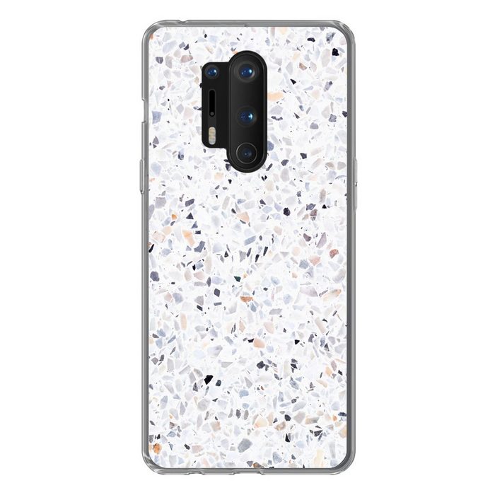 MuchoWow Handyhülle Granit - Struktur - Design - Weiß Phone Case Handyhülle OnePlus 8 Pro Silikon Schutzhülle